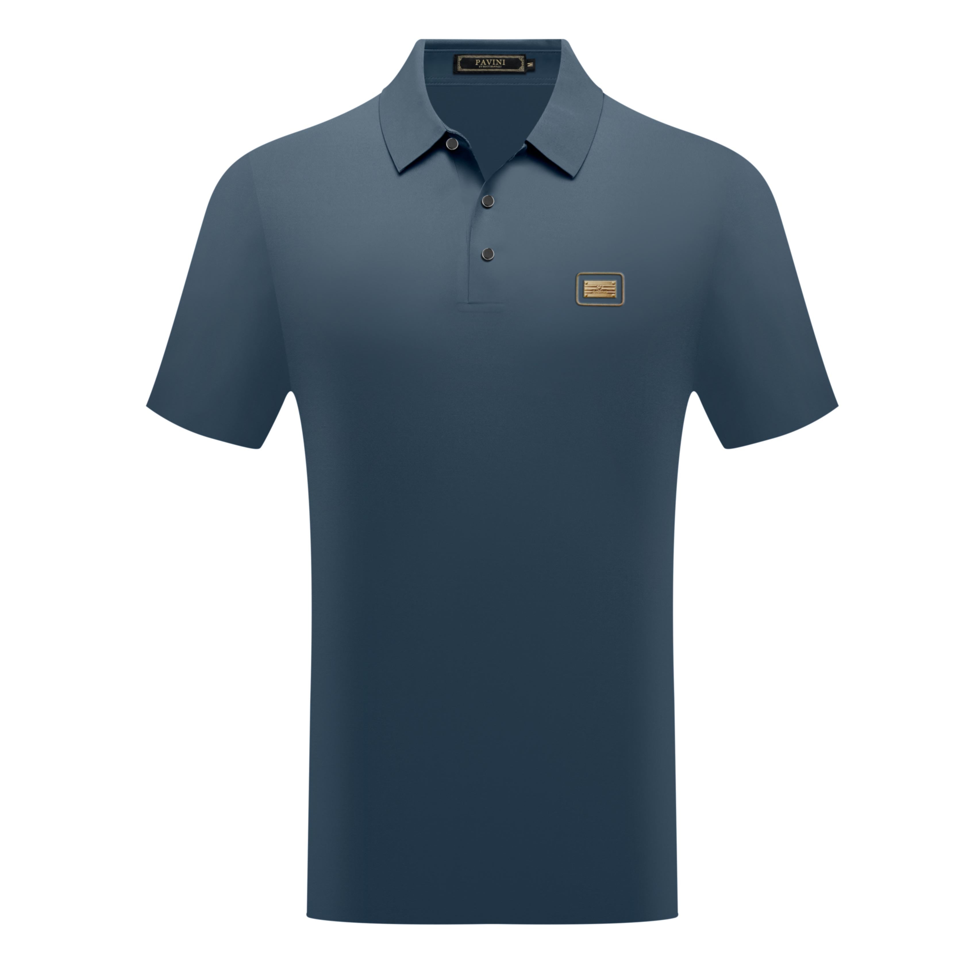 PAVINI Men’s Classic Metal-Badge Short Sleeve Polo Shirt – P-26-402