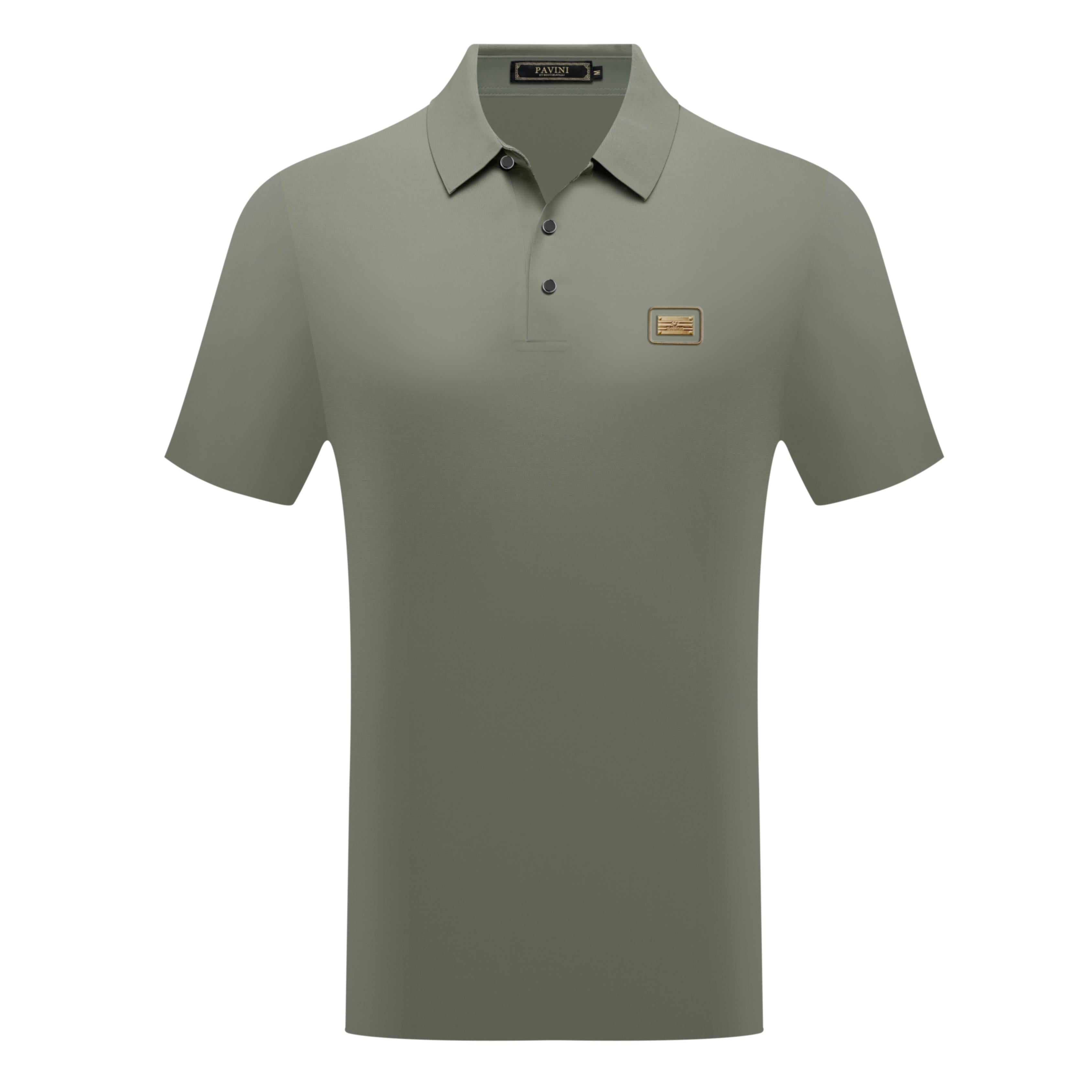 PAVINI Men’s Classic Metal-Badge Short Sleeve Polo Shirt – P-26-402