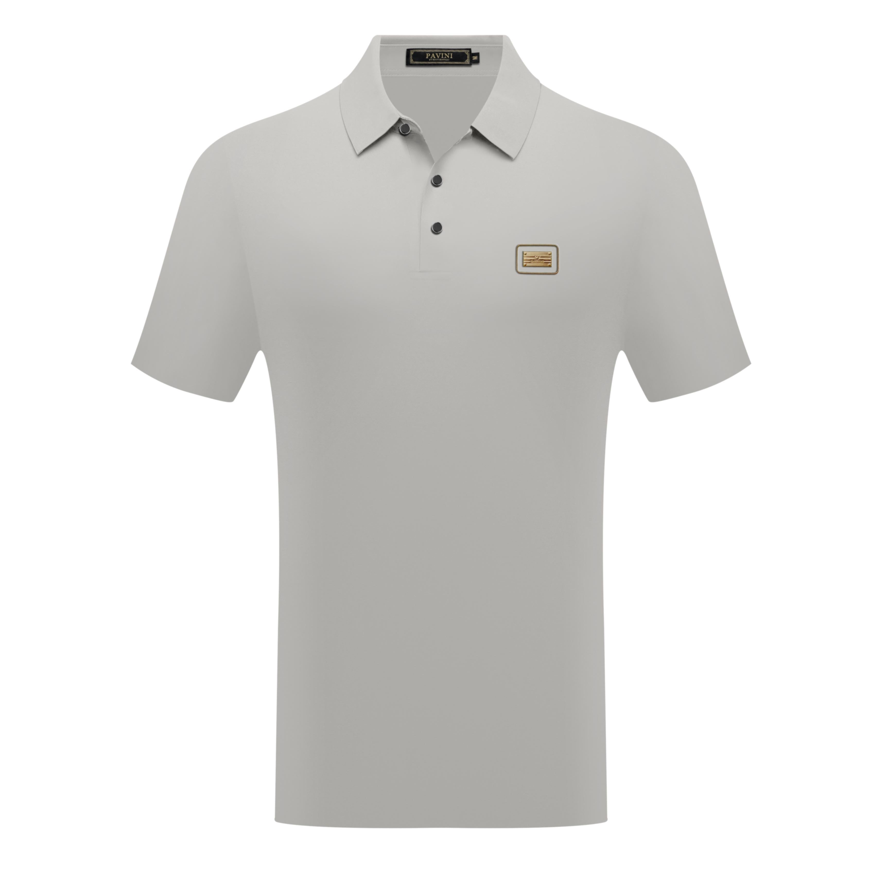 PAVINI Men’s Classic Metal-Badge Short Sleeve Polo Shirt – P-26-402