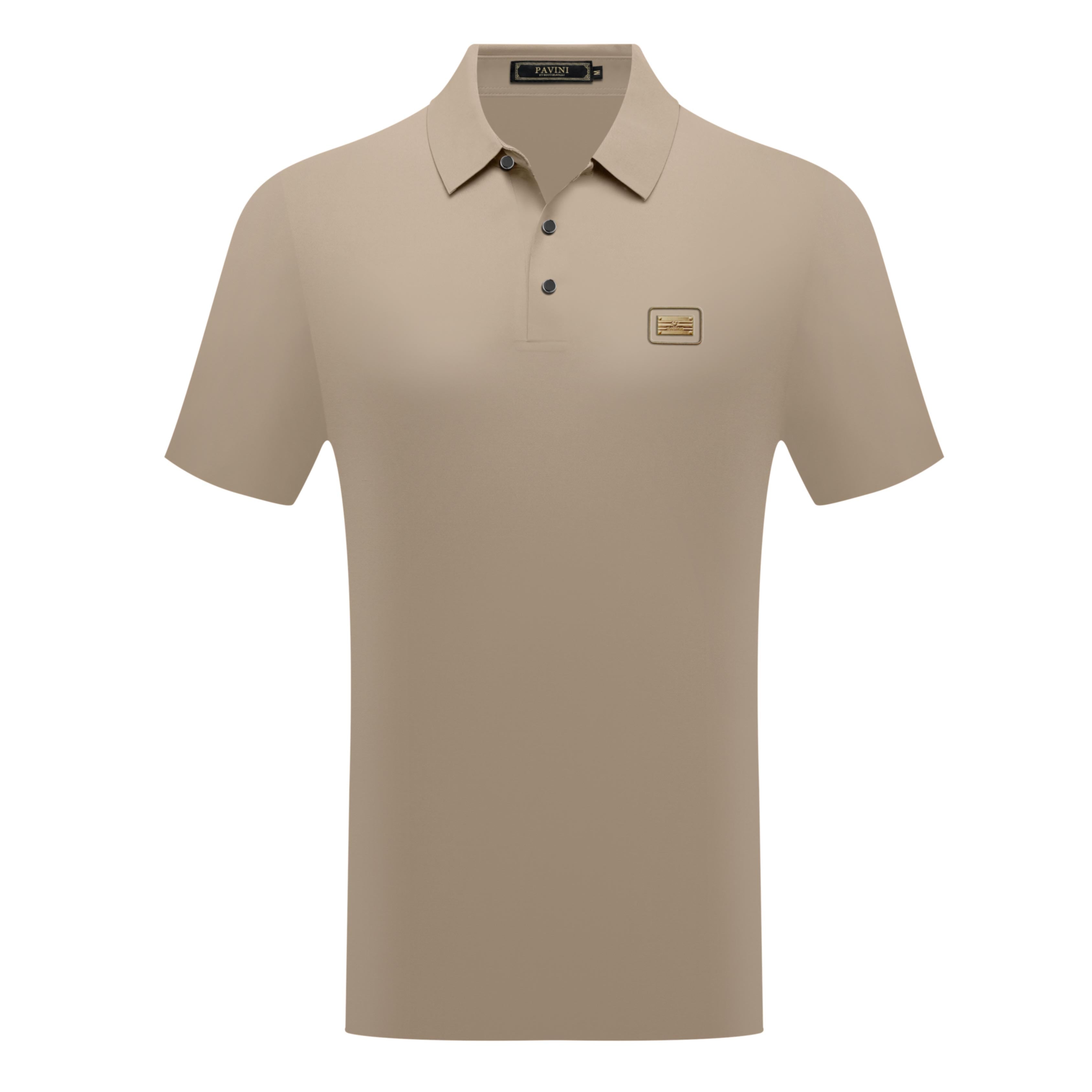PAVINI Men’s Classic Metal-Badge Short Sleeve Polo Shirt – P-26-402