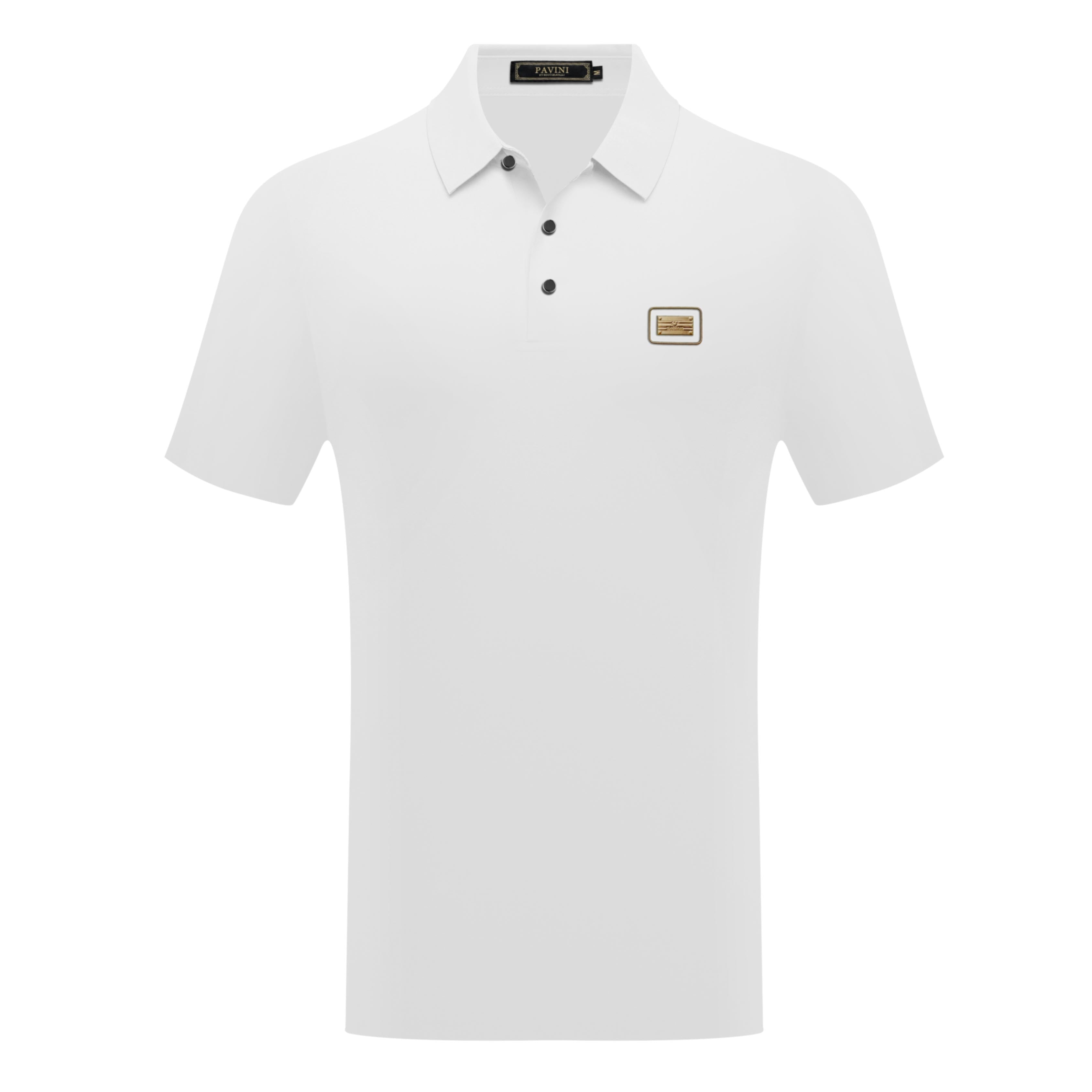 PAVINI Men’s Classic Metal-Badge Short Sleeve Polo Shirt – P-26-402