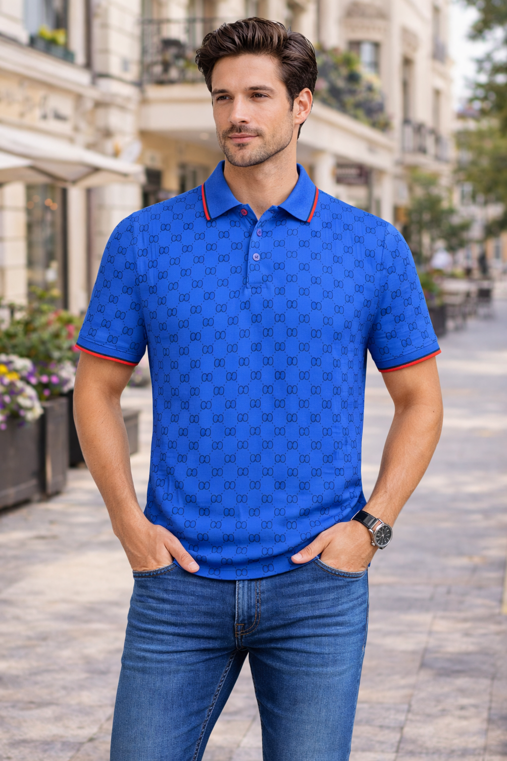 Allover Print Polo Shirt