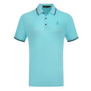 Men’s Polo Shirt with Contrast Stripe Collar & Bear Emblem