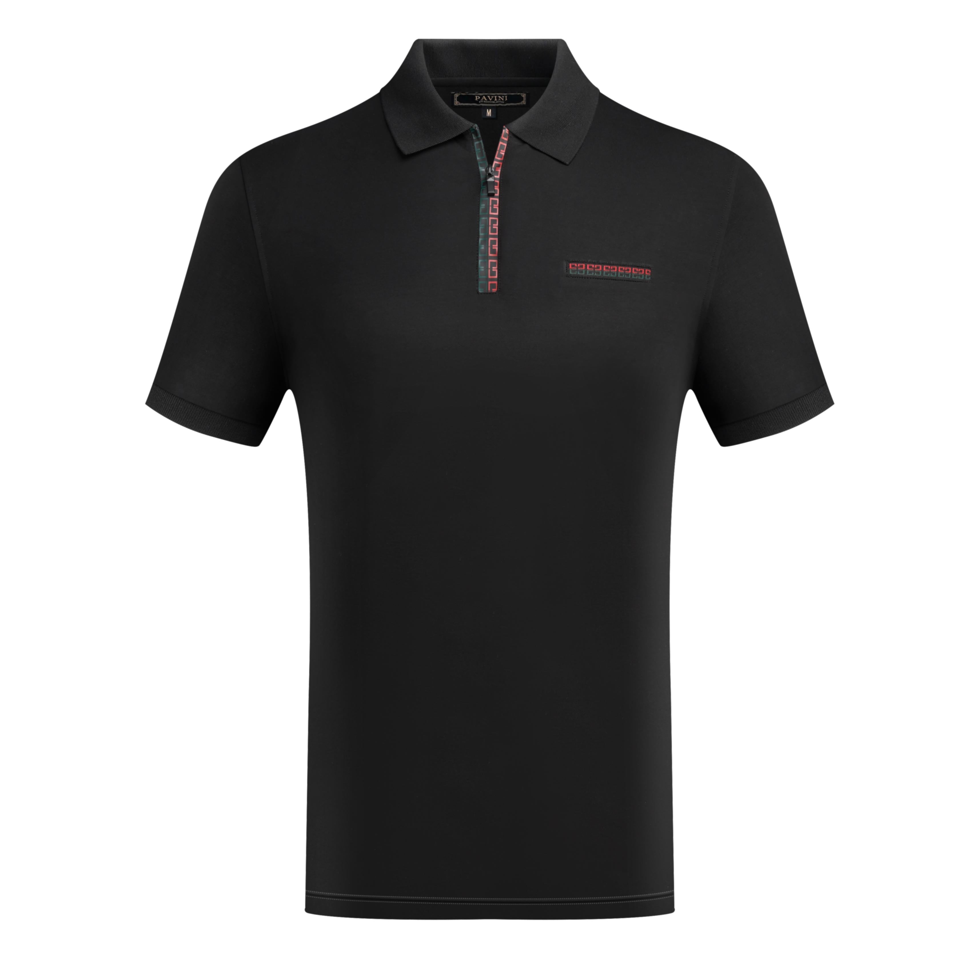 Men’s Polo Shirt with Patterned Placket & Chest Detail