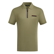 Men’s Polo Shirt with Patterned Placket & Chest Detail
