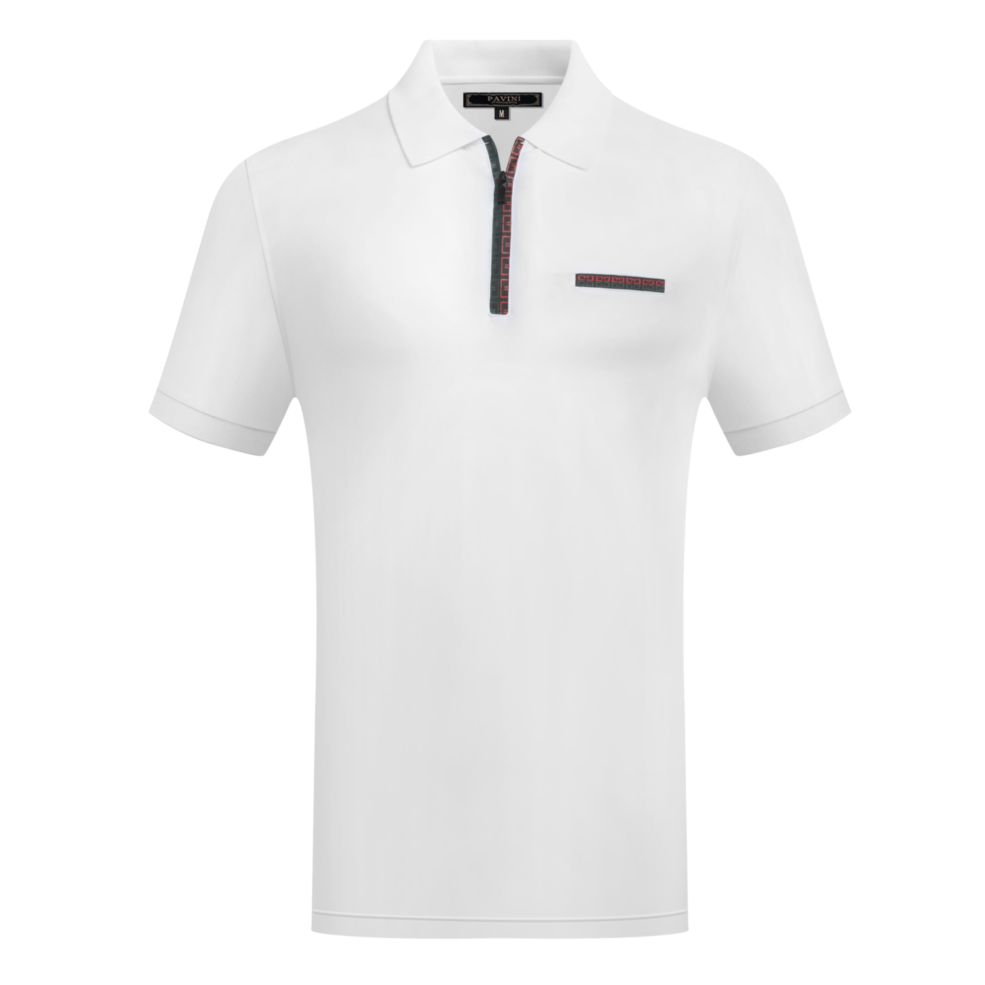 Men’s Polo Shirt with Patterned Placket & Chest Detail