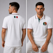 Short Sleeve Polo with Mexico Emblem & Stripe Trim