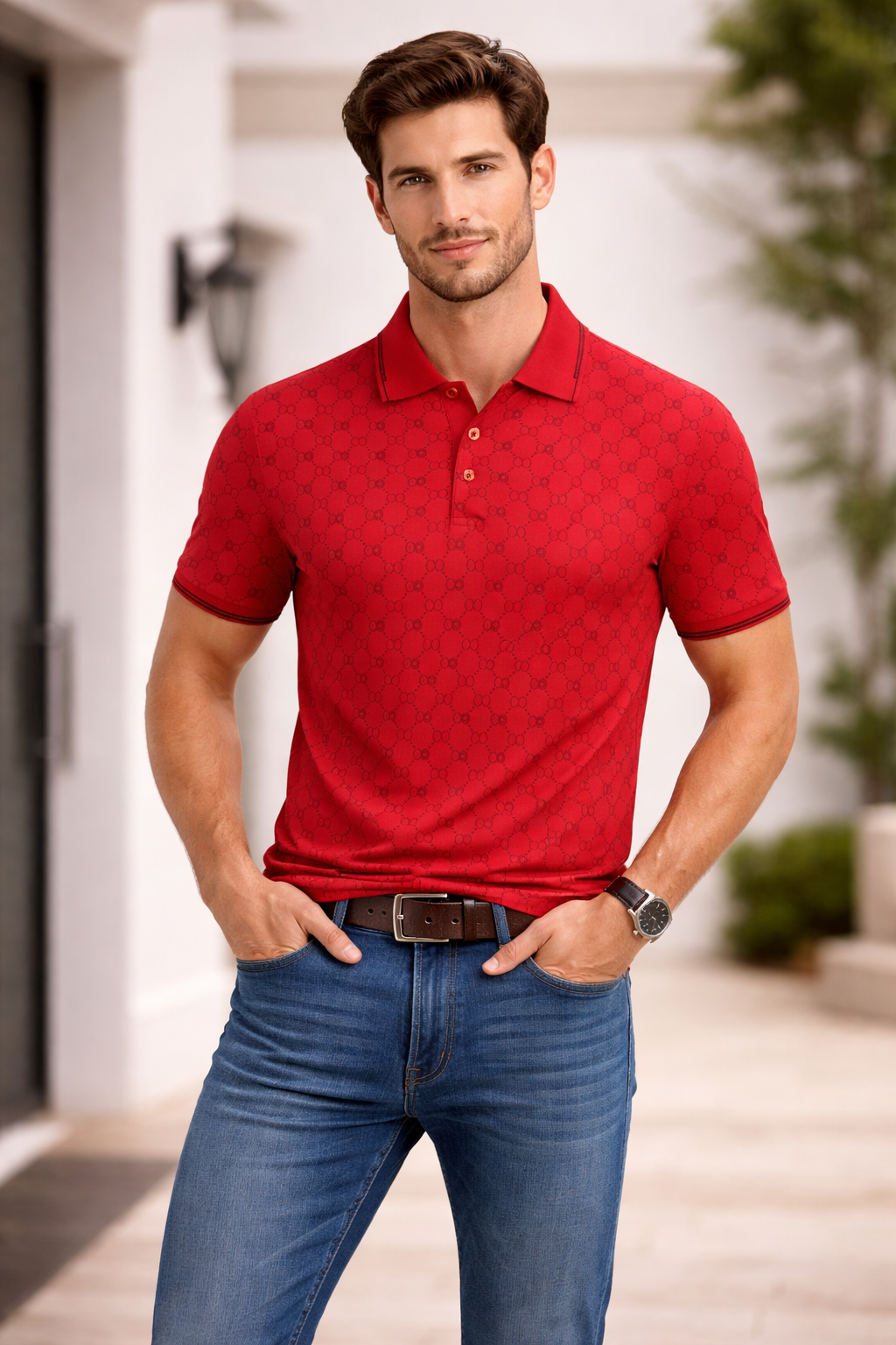 Allover Print Polo Shirt