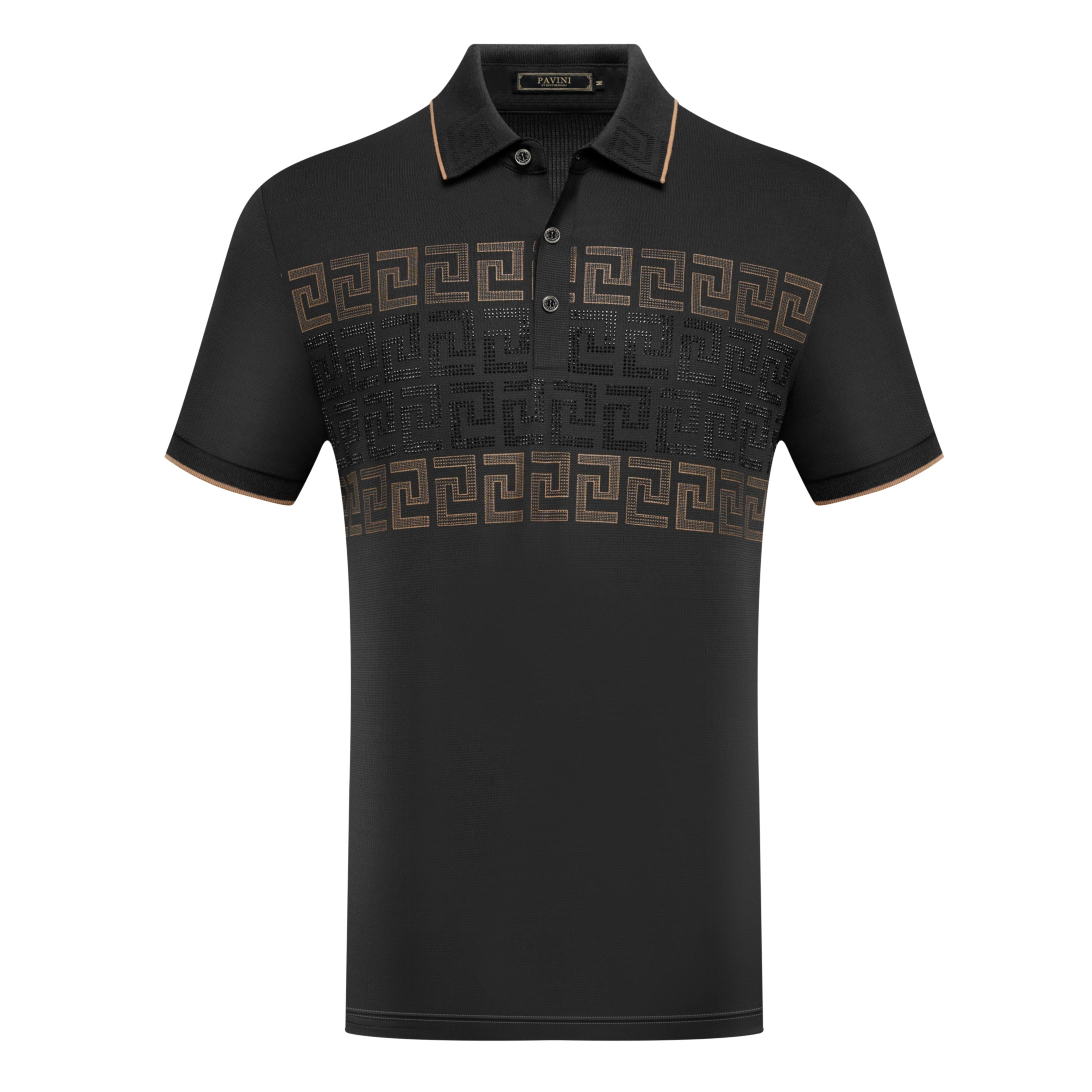 Greek Key Pattern Polo Shirt