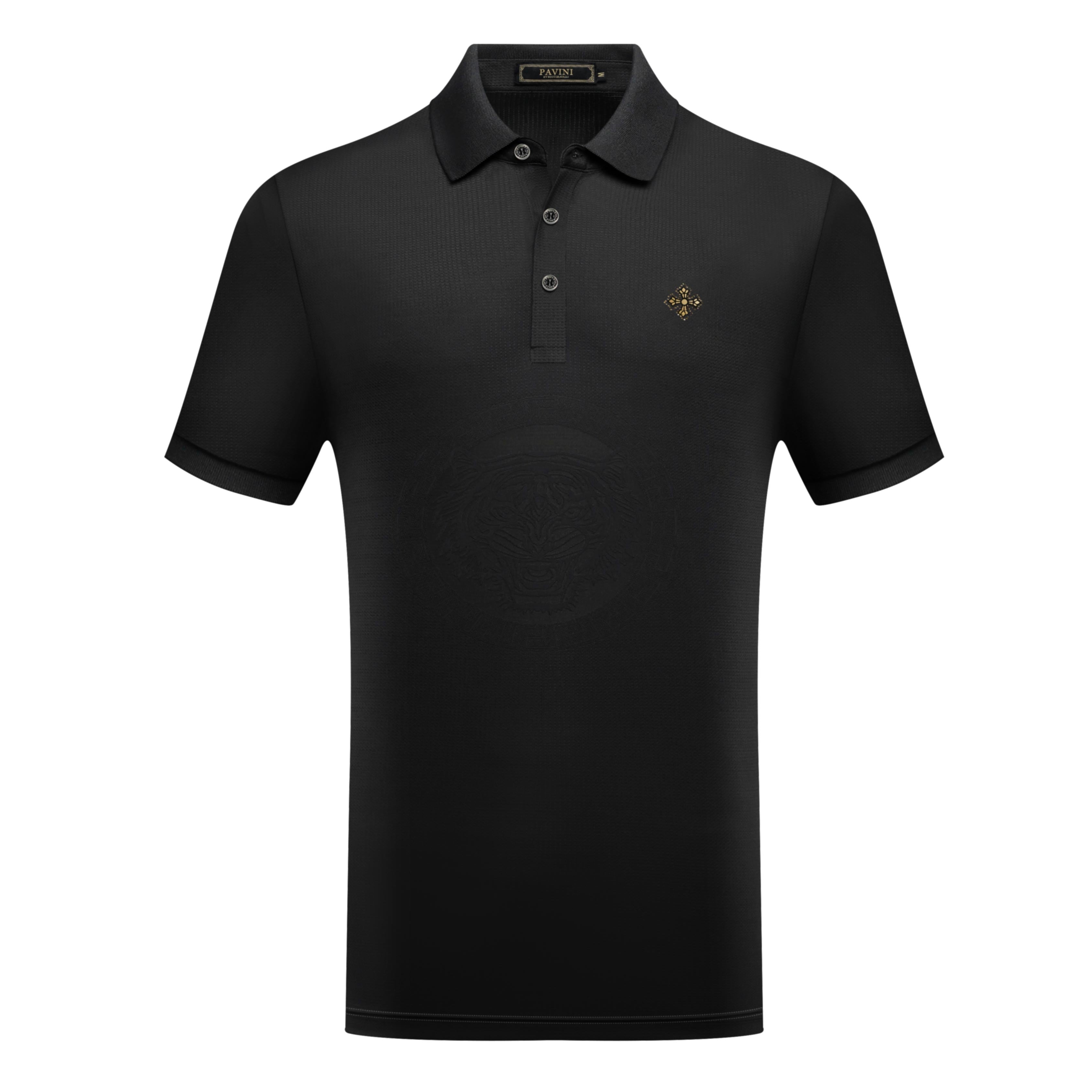 PAVINI Men’s Tonal Tiger Design Polo Shirt – P-3297