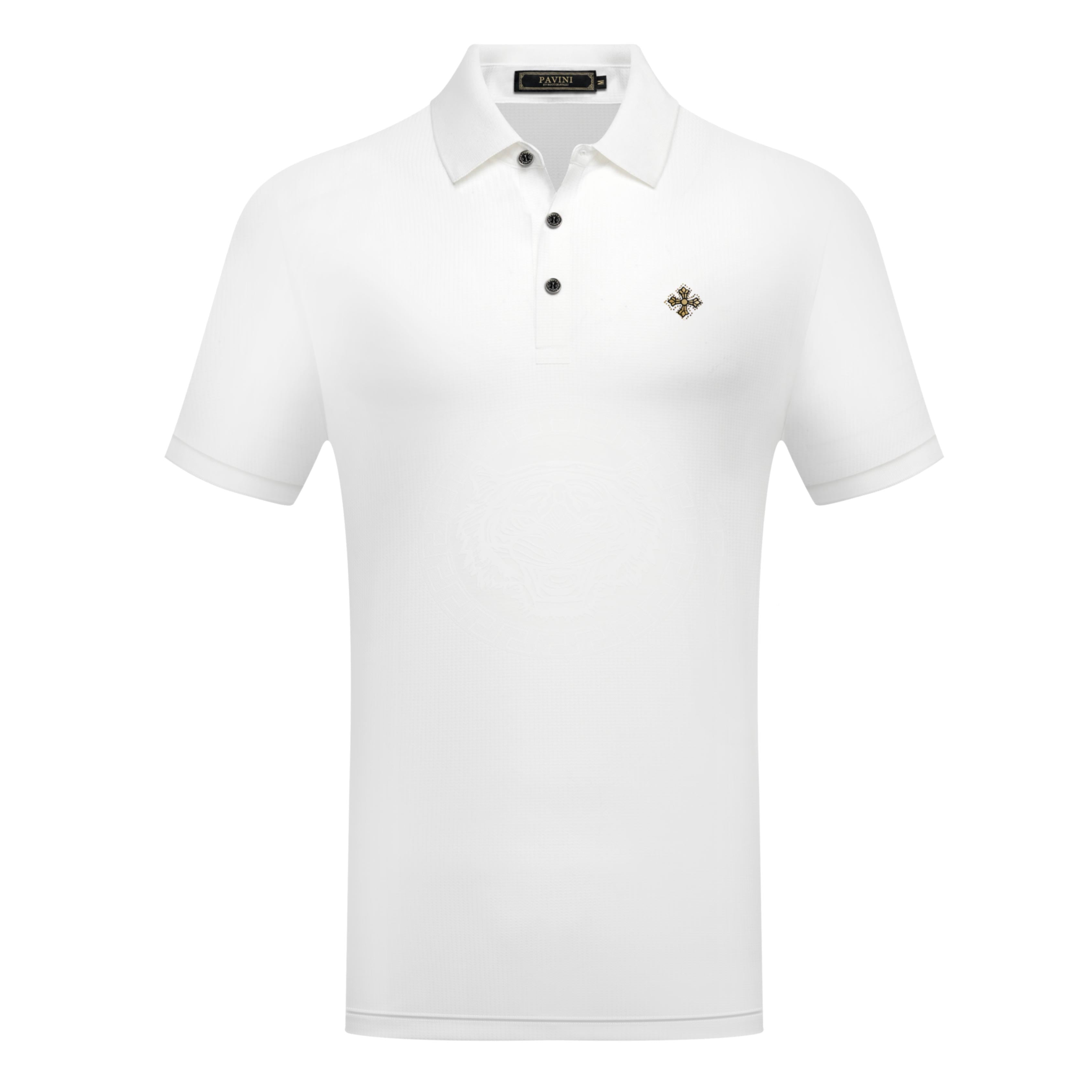 PAVINI Men’s Tonal Tiger Design Polo Shirt – P-3297