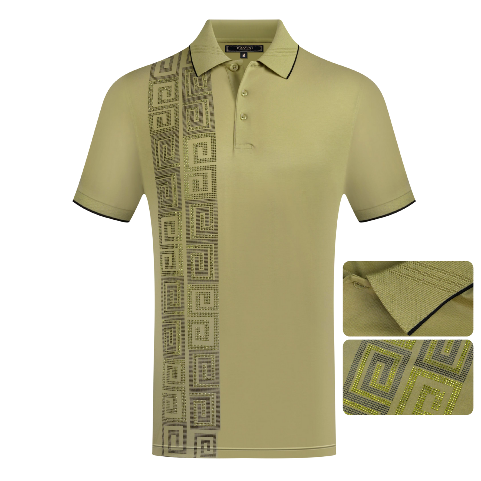Men’s Rhinestone Detailing Polo