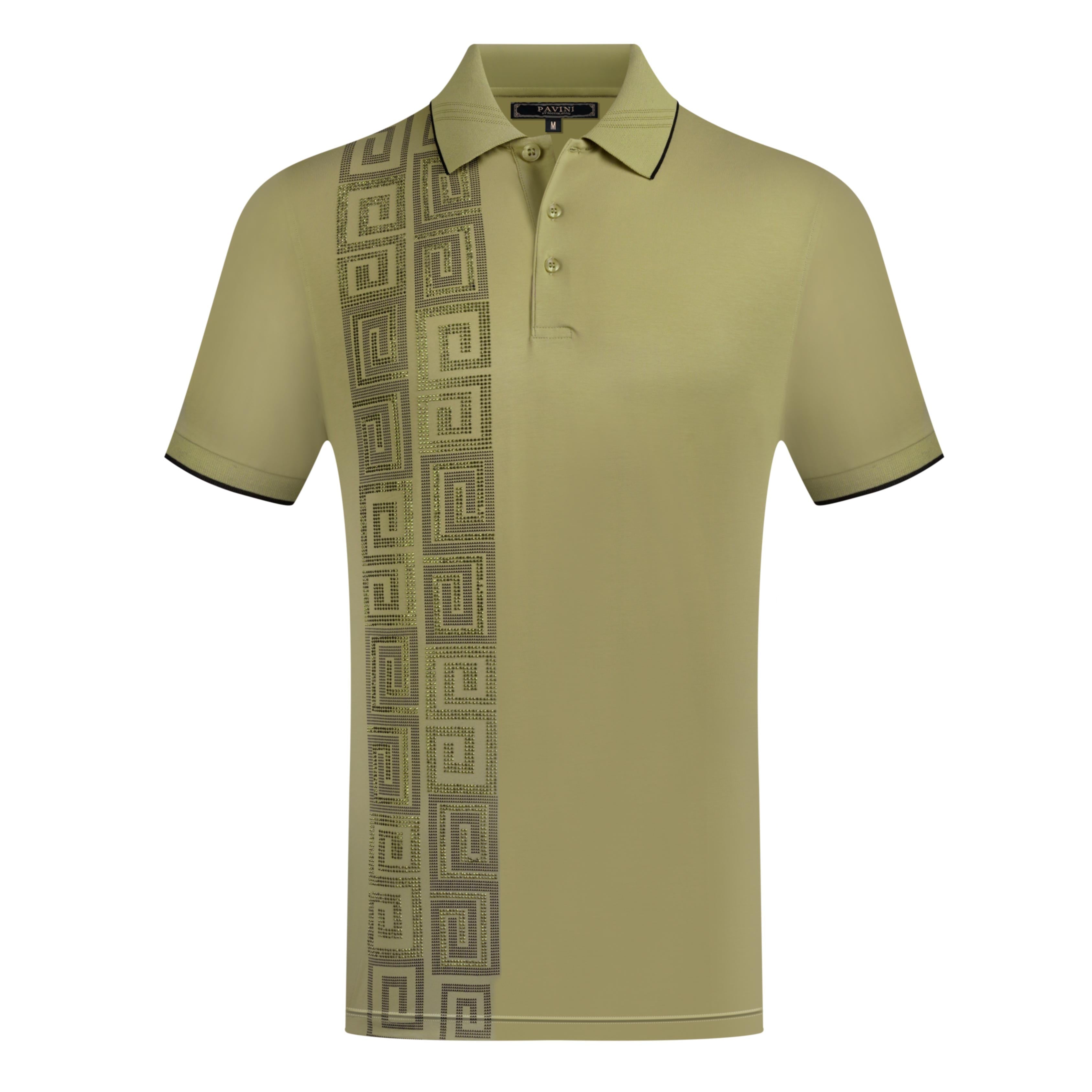 Studded Geo Panel Polo Shirt