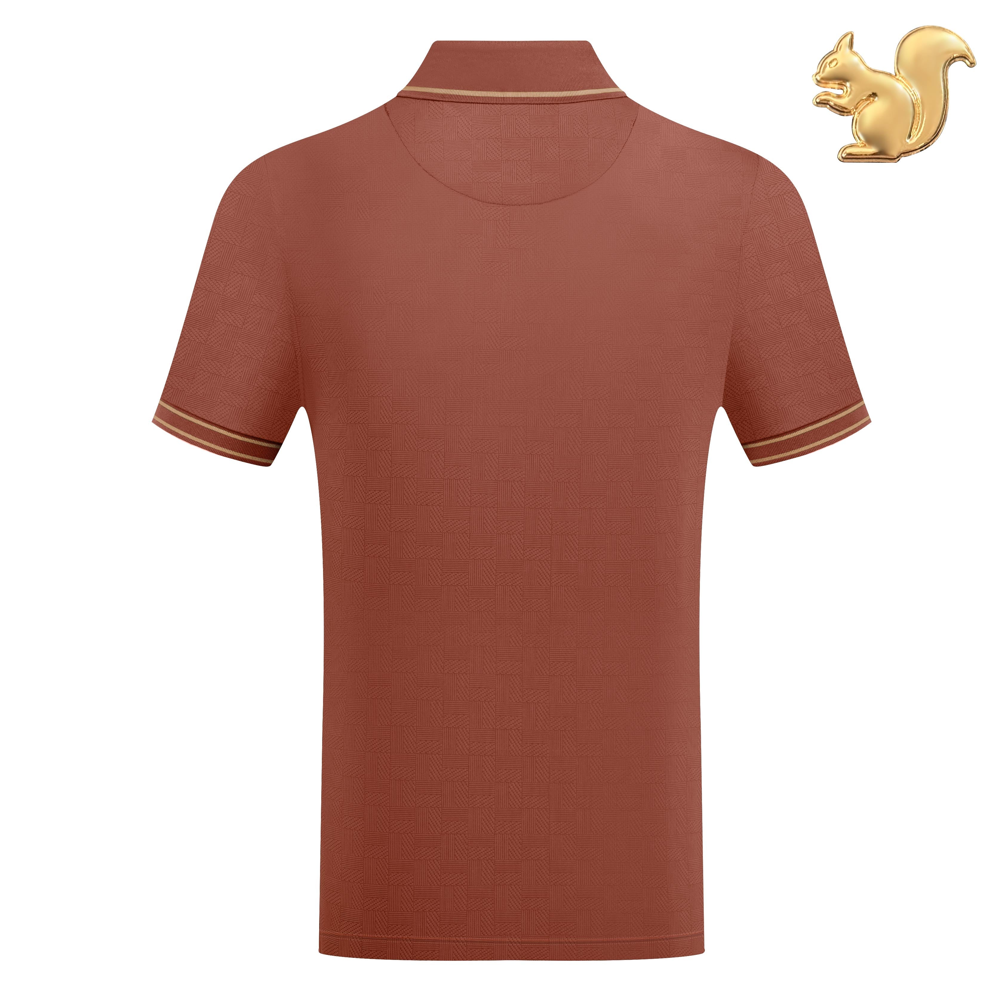 Short Sleeve Polo with Gold Squirrel Emblem