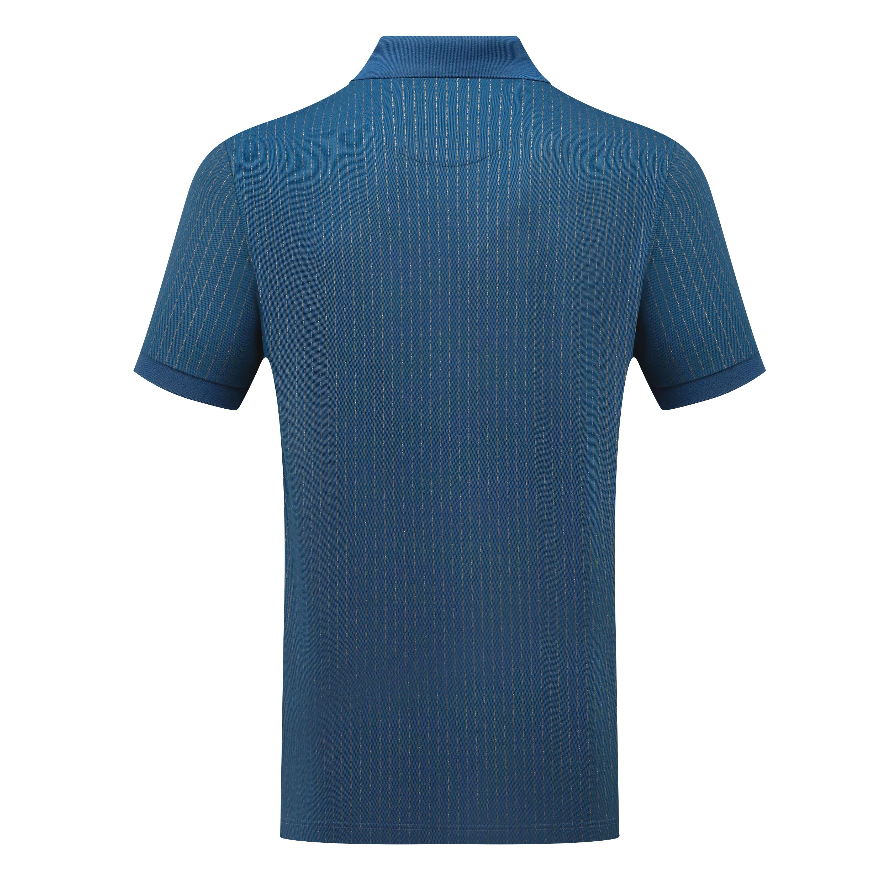 Teal Short Sleeve Polo with Gold Stripe Detail