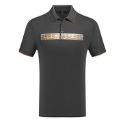 Men’s Polo Shirt with Greek Key Chest Design & Lion Medallion