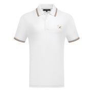 Men’s White Polo Shirt with Dog Chest Emblem