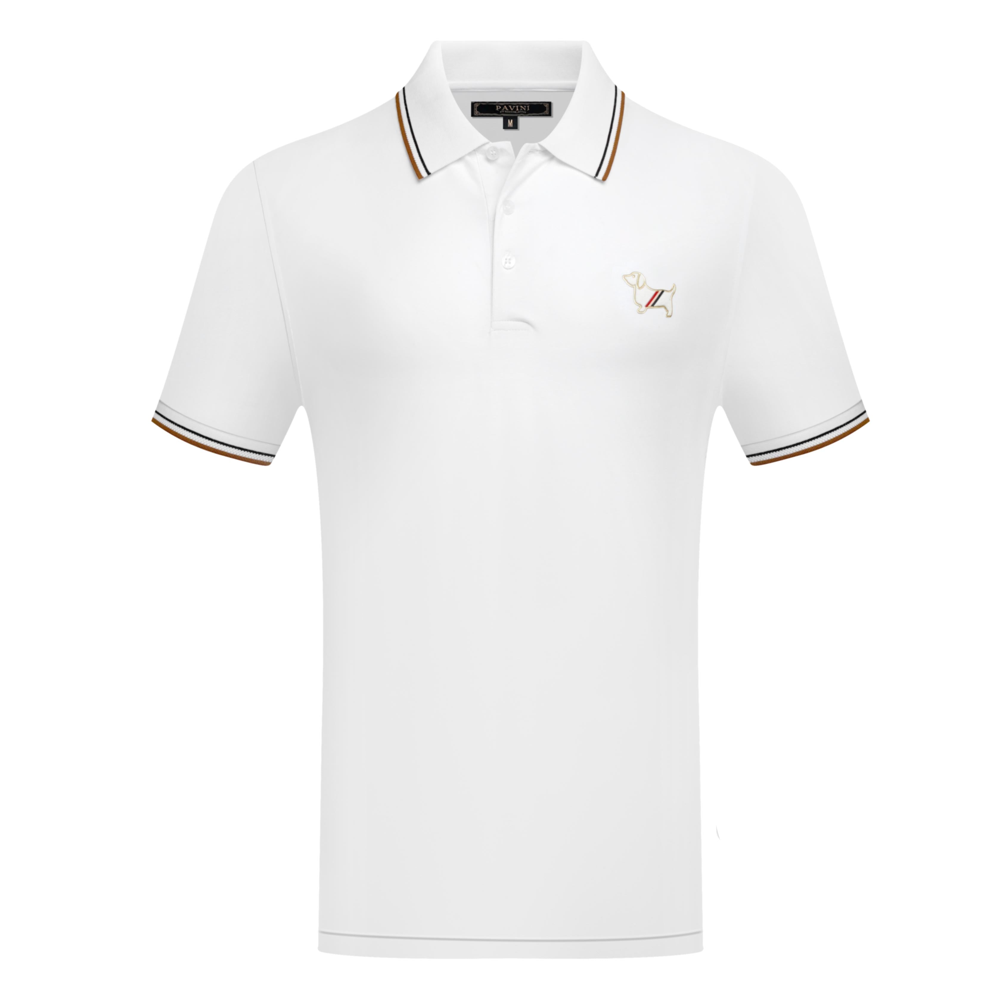 Men’s White Polo Shirt with Dog Chest Emblem