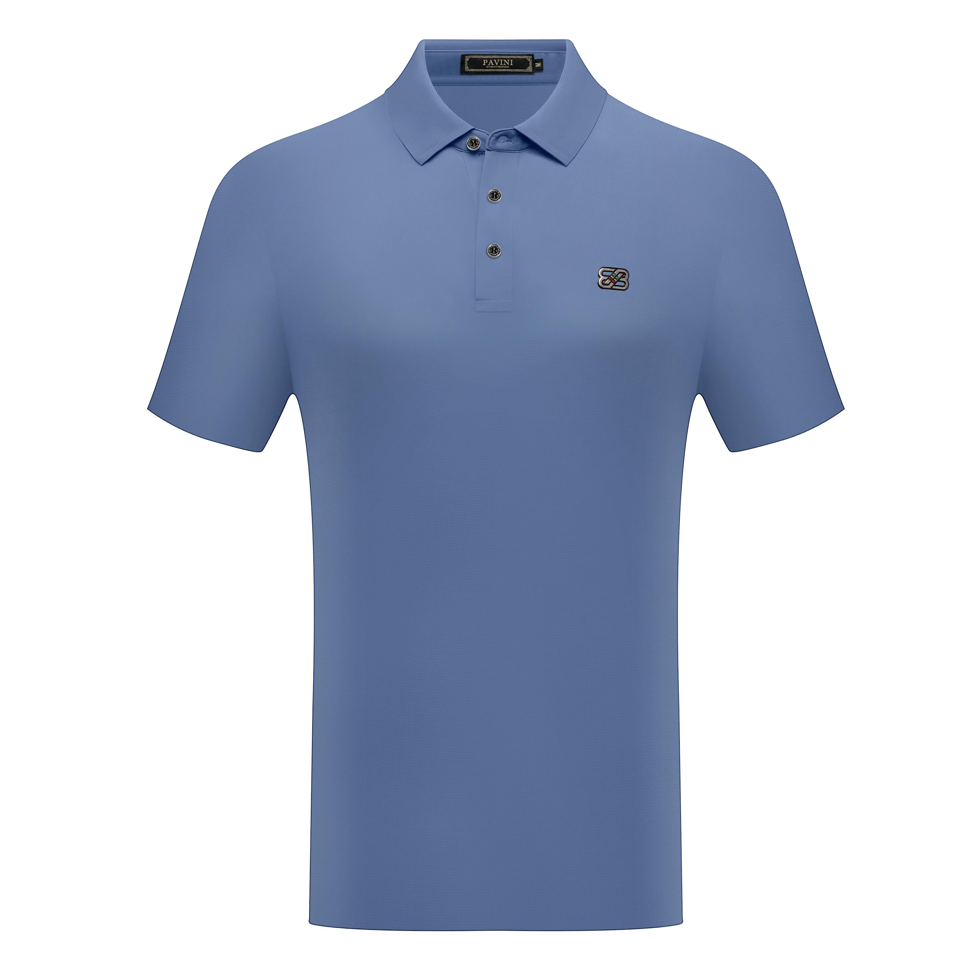 Short Sleeve Solid Polo with Chest Logo Detail