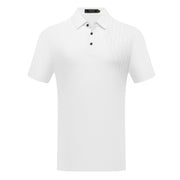 Short Sleeve Polo with Textured Chest Detail