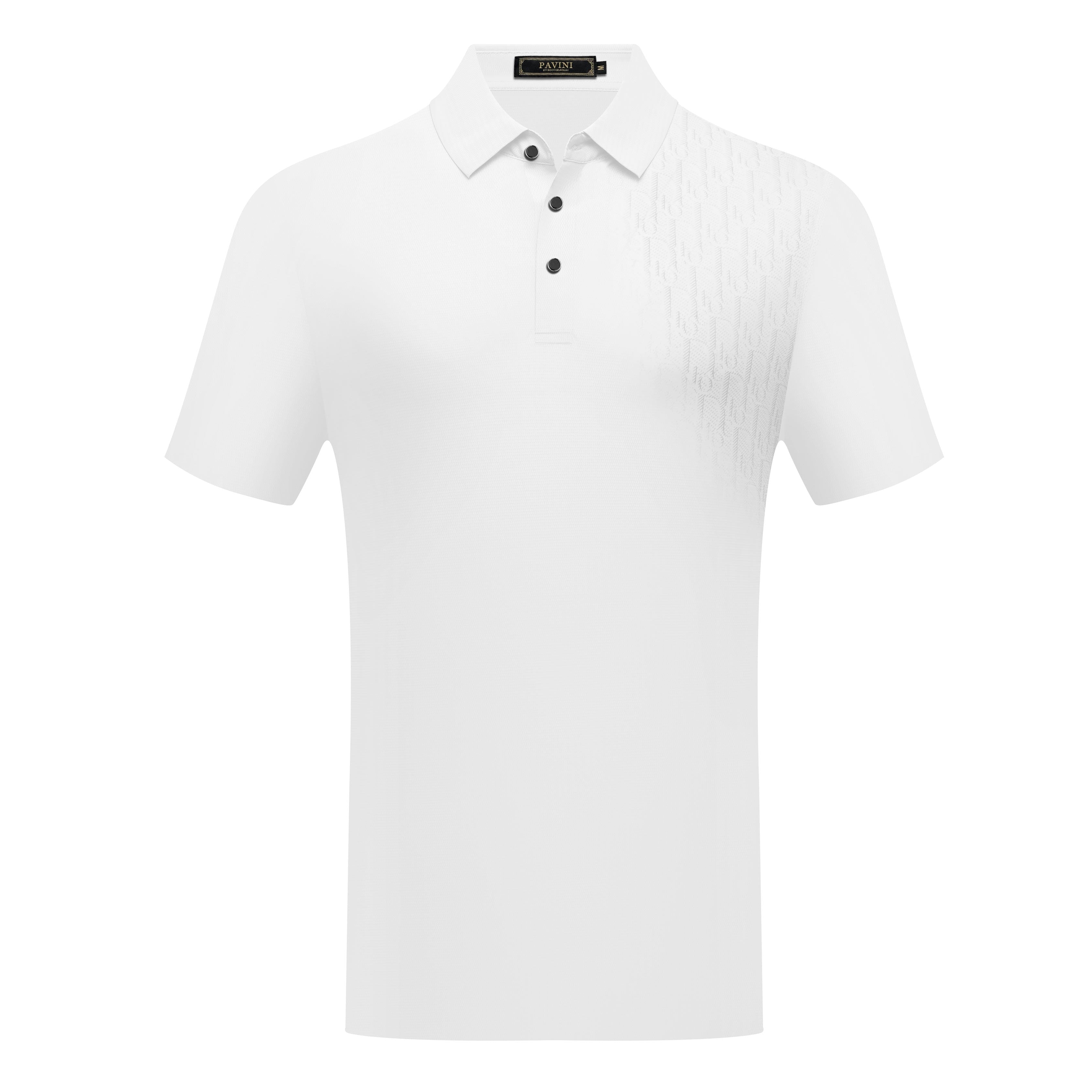 Short Sleeve Polo with Textured Chest Detail