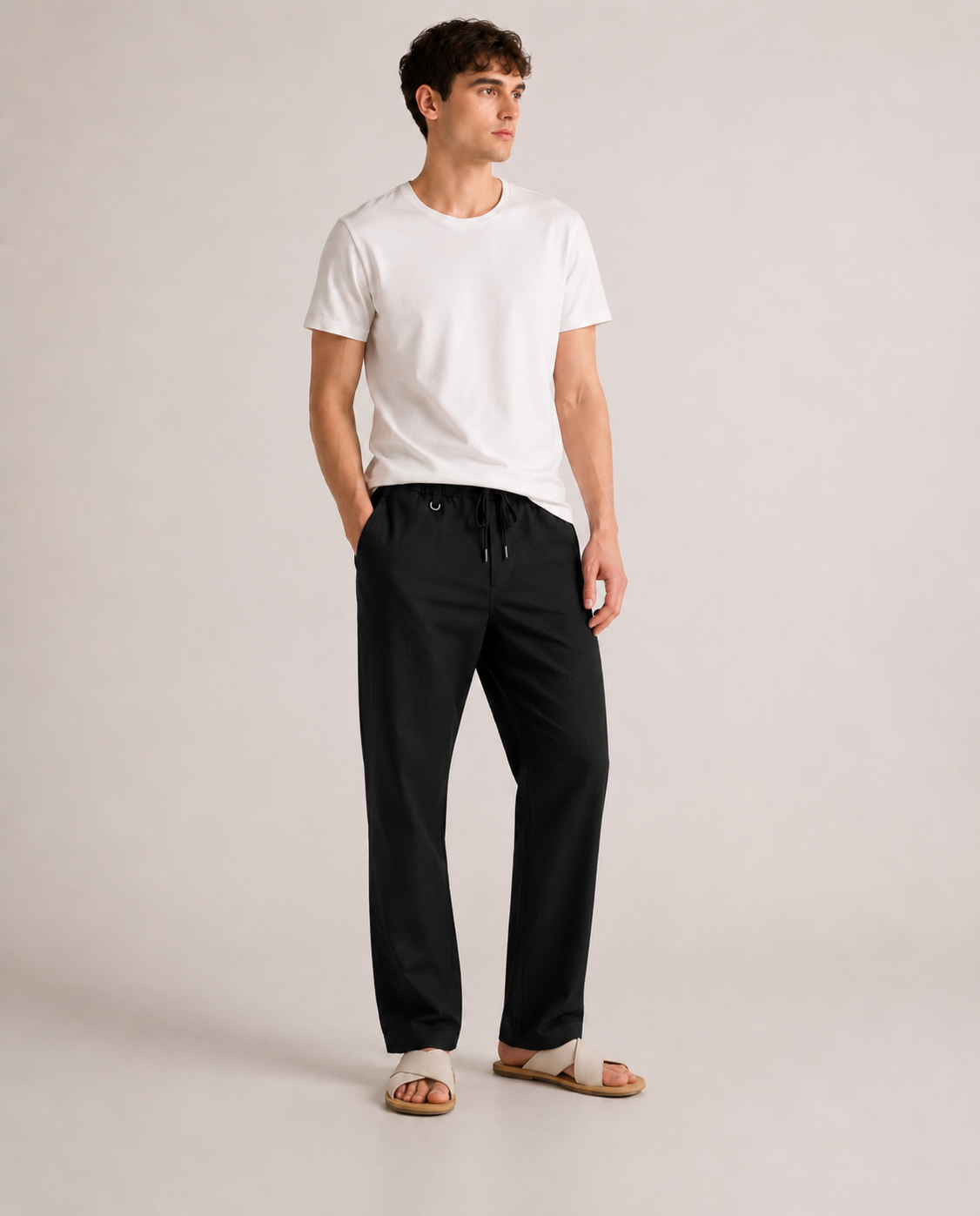 PAVINI Linen Blend Drawstring Pants