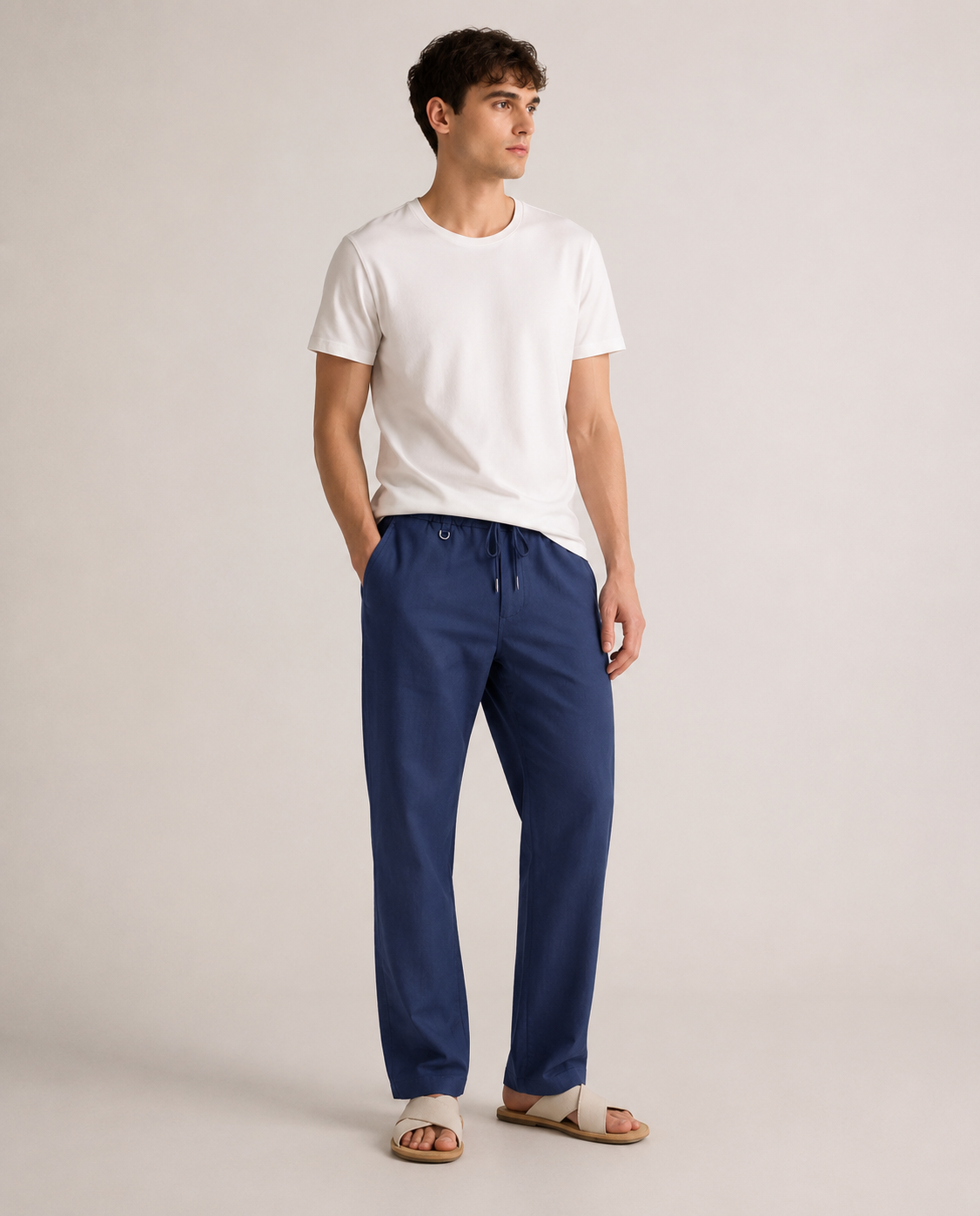 PAVINI Linen Blend Drawstring Pants