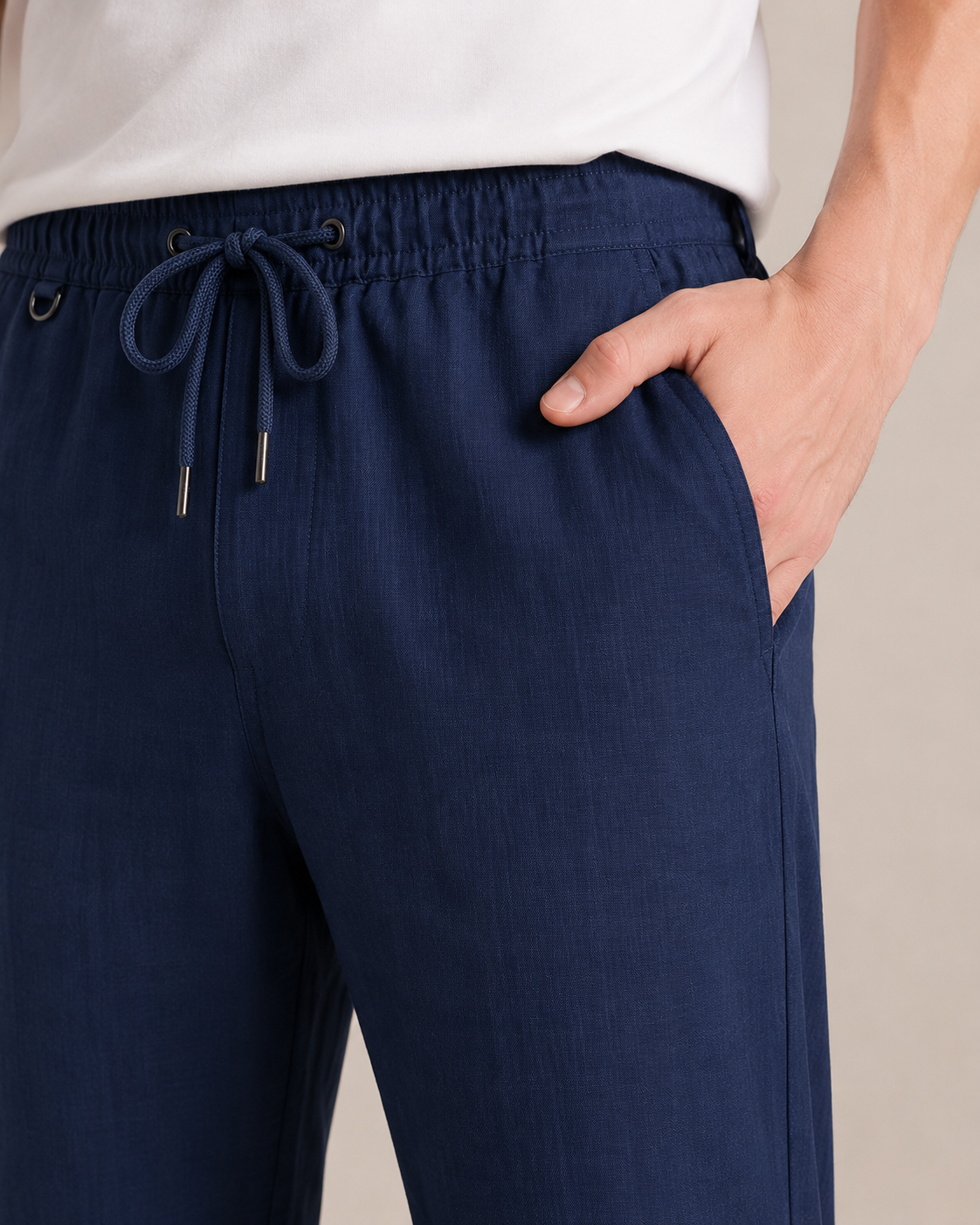 PAVINI Linen Blend Drawstring Pants