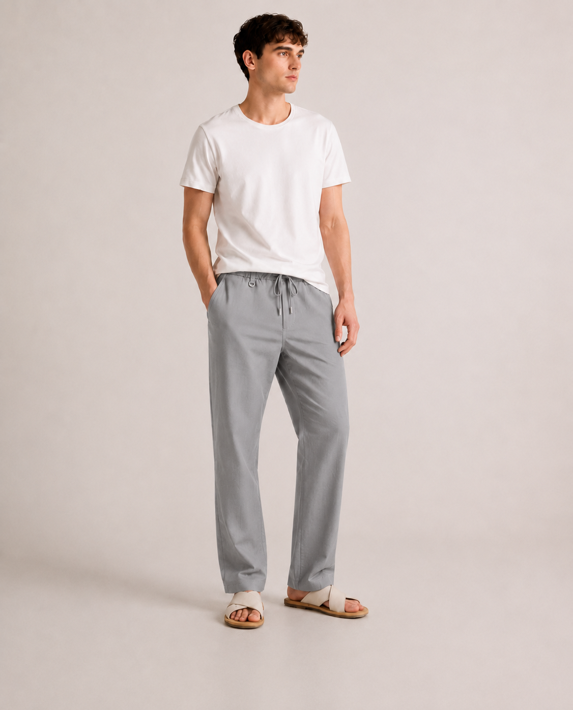 PAVINI Linen Blend Drawstring Pants