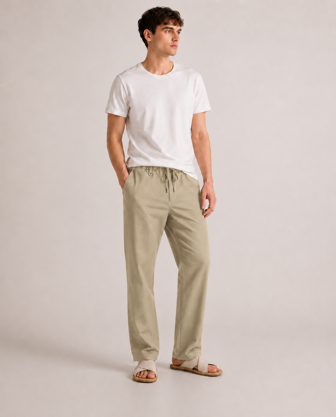 PAVINI Linen Blend Drawstring Pants