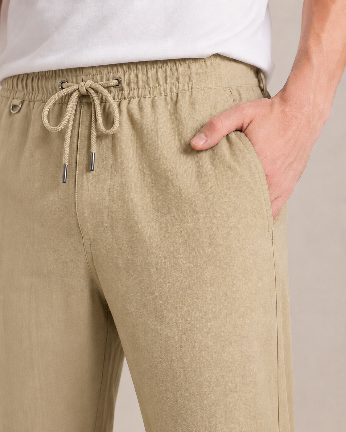 PAVINI Linen Blend Drawstring Pants