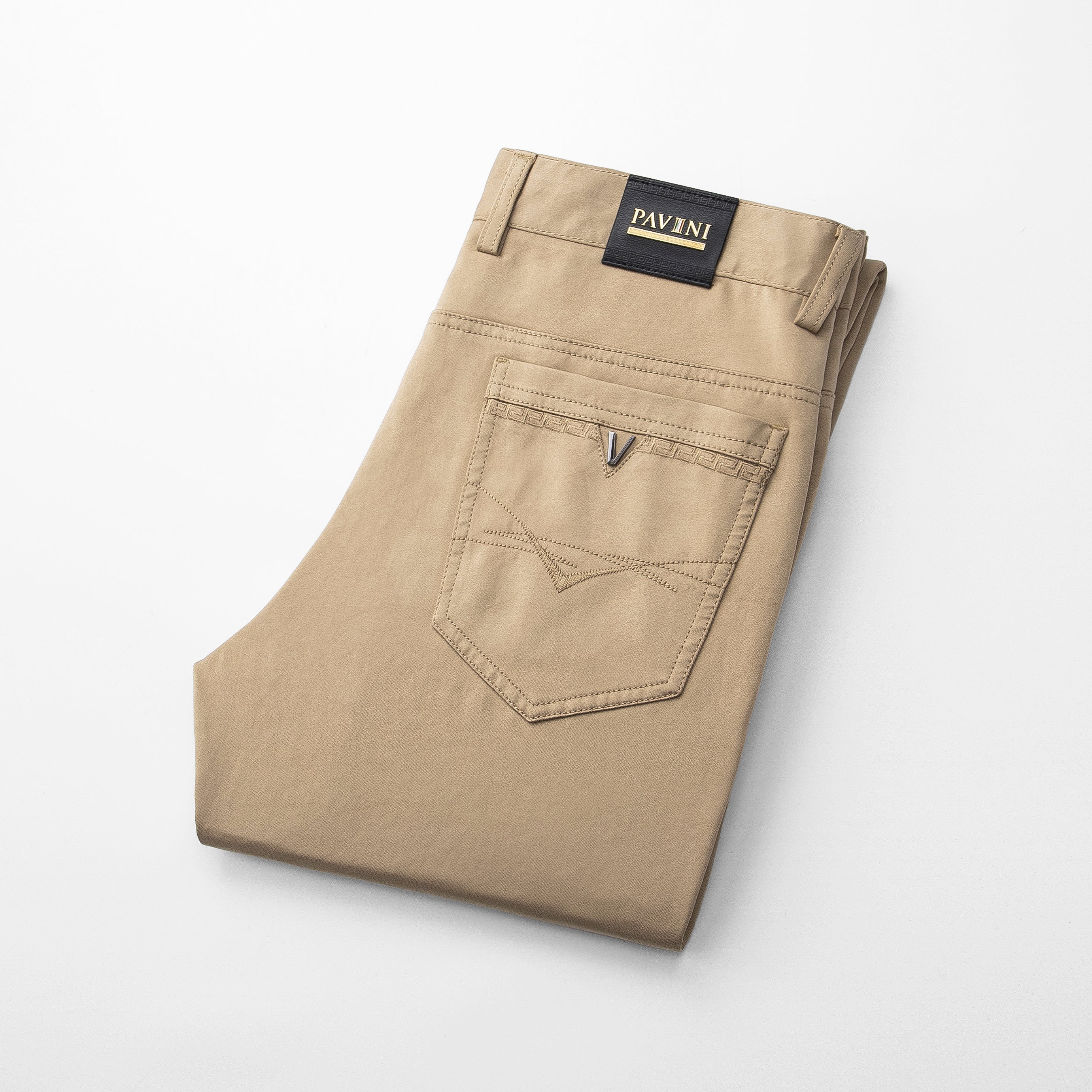 Modern Fit 5-Pocket Pants, featuring a sleek shiny finish