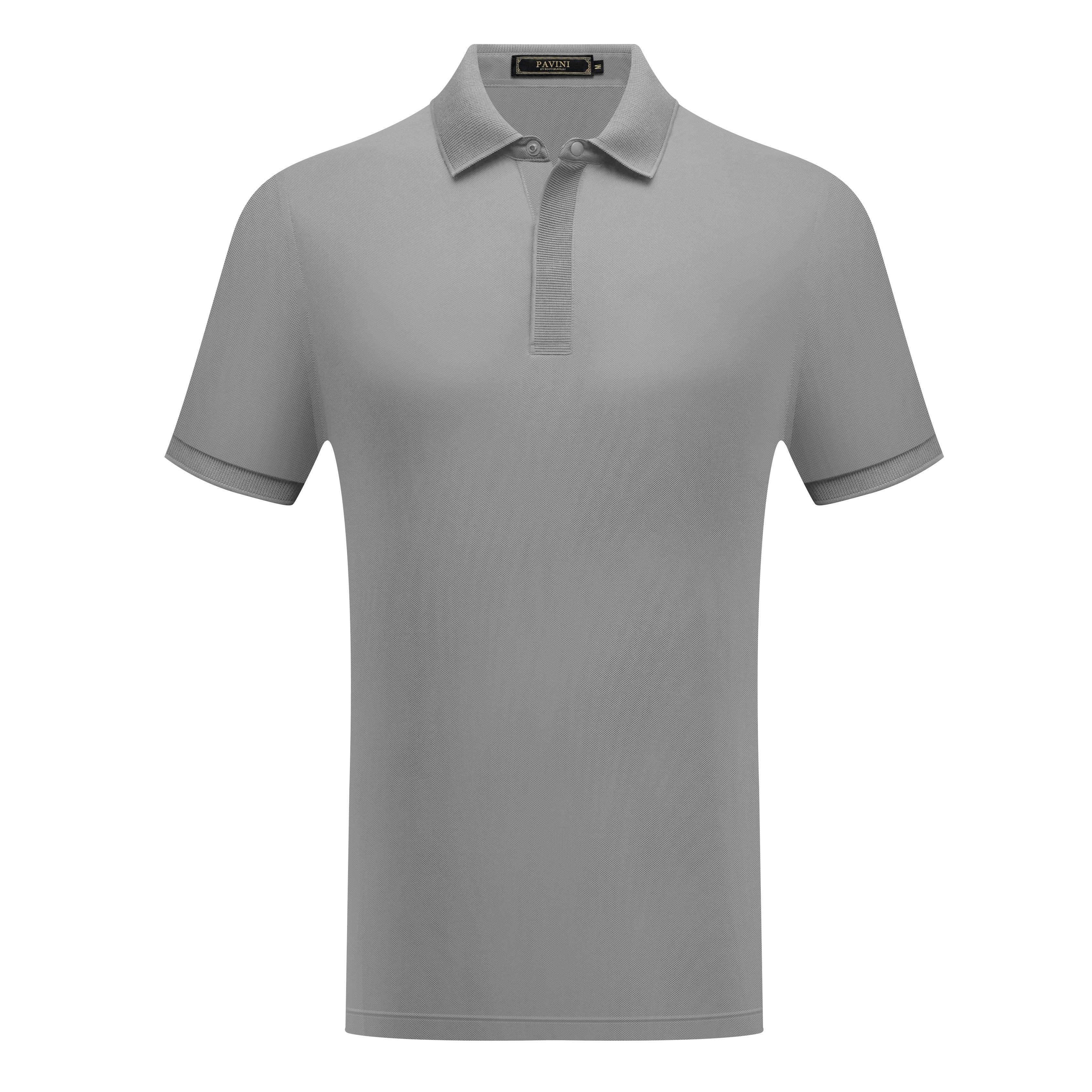 Short Sleeve Textured Polo with Hidden Placket Detail