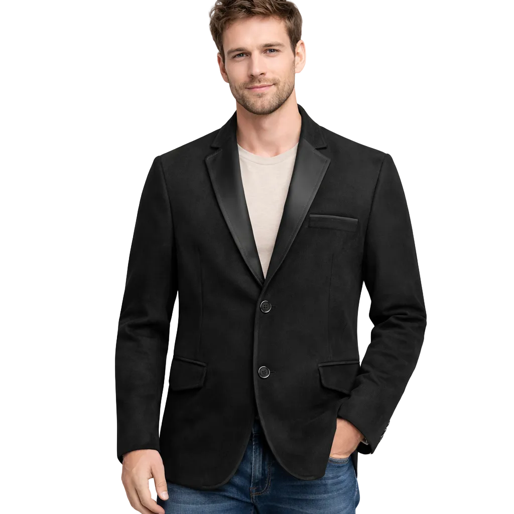 Modern Fit Suede-Look Blazer with Satin Lapel