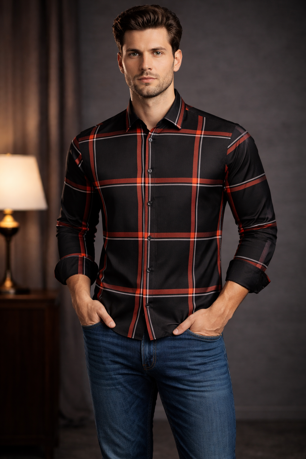 Pavini Long Sleeve Men's Plaid Shirt