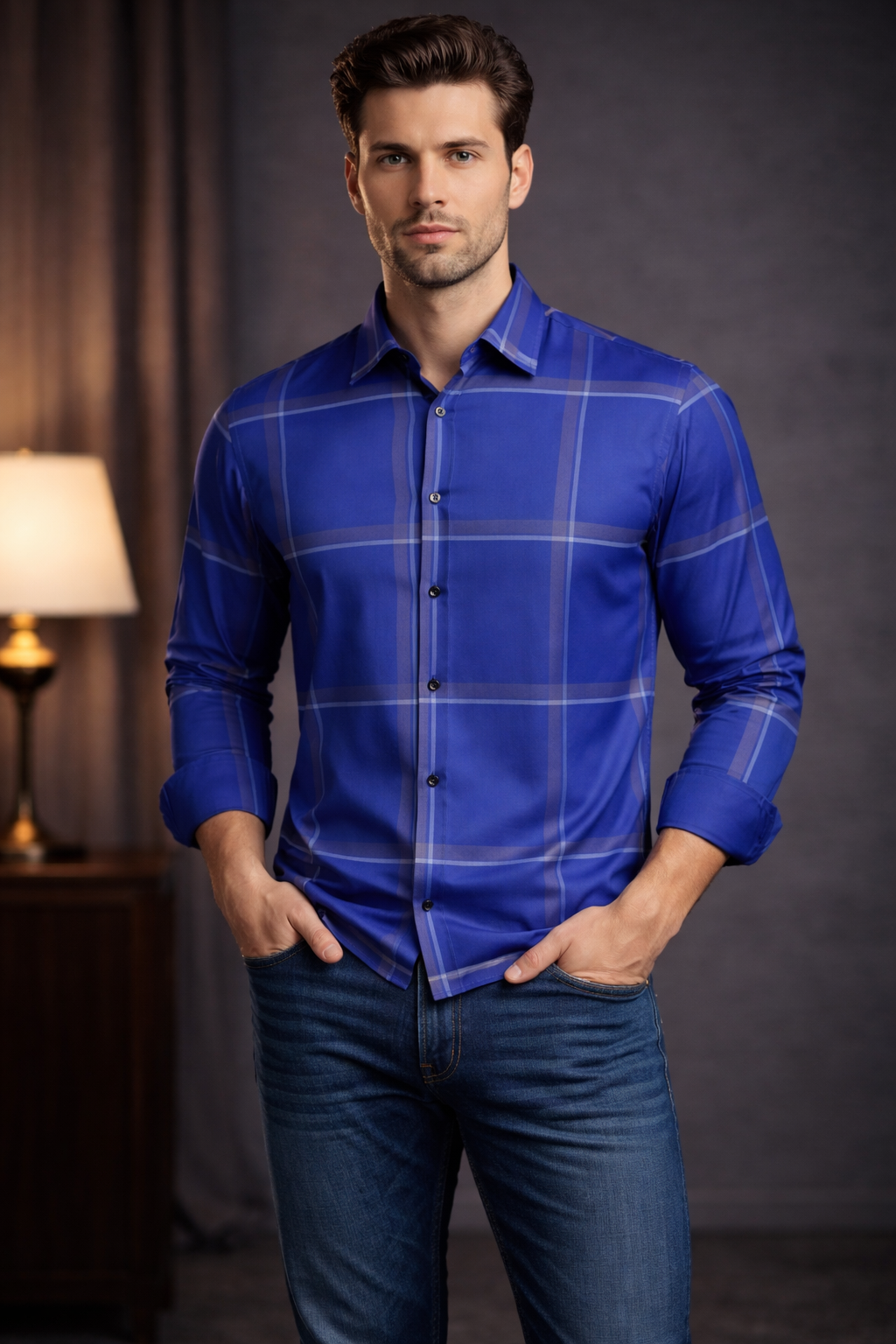 Pavini Long Sleeve Men's Plaid Shirt