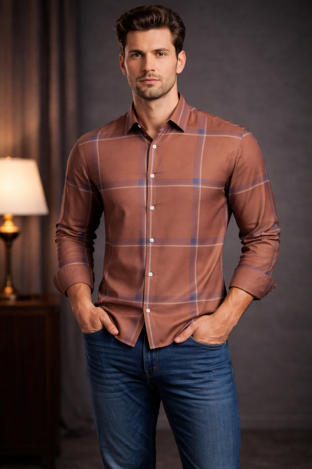 Pavini Long Sleeve Men's Plaid Shirt