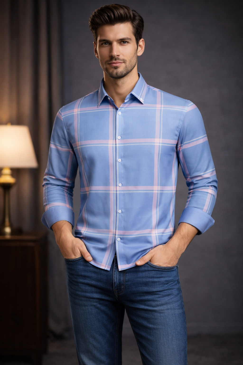 Pavini Long Sleeve Men's Plaid Shirt