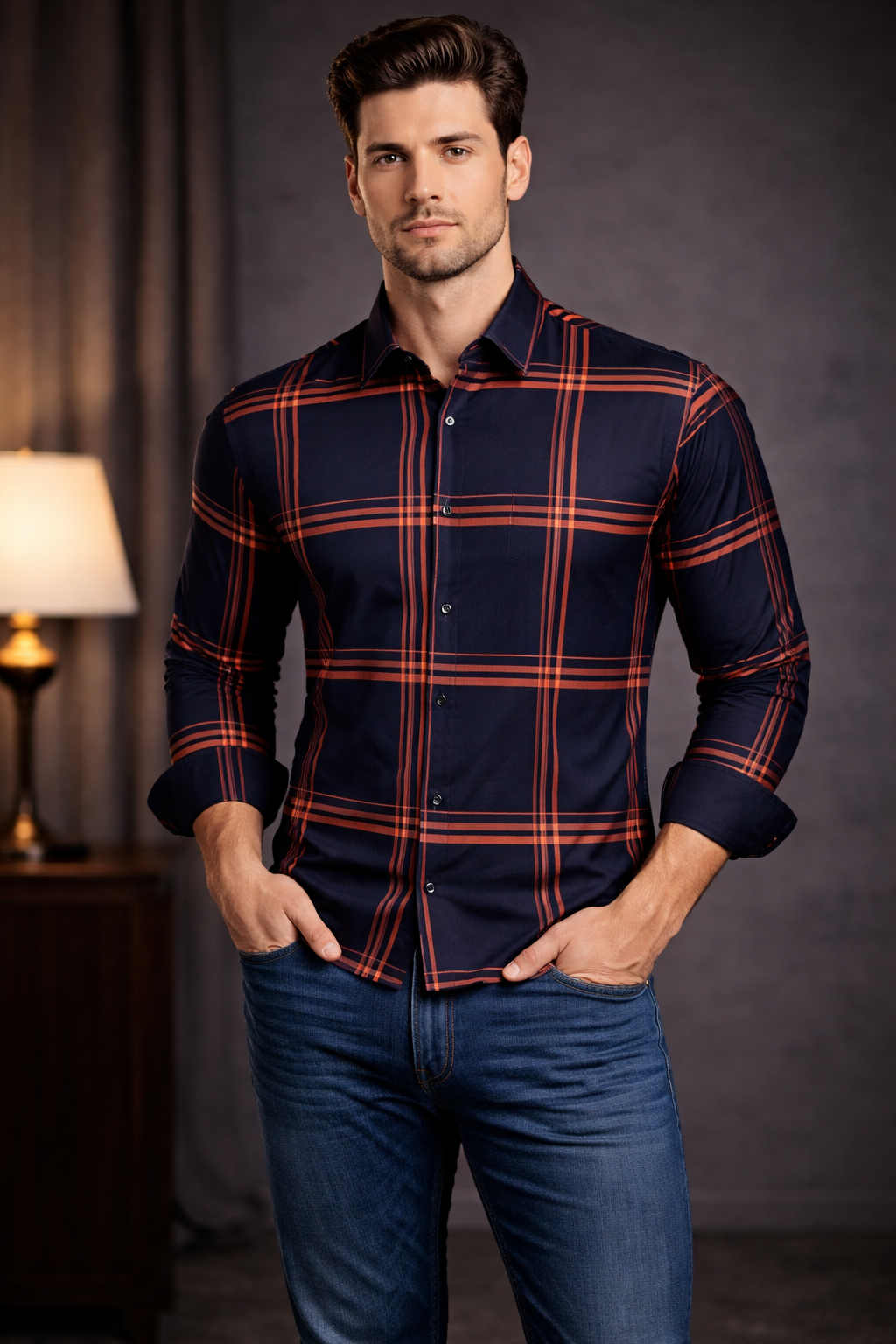 Pavini Long Sleeve Men's Plaid Shirt