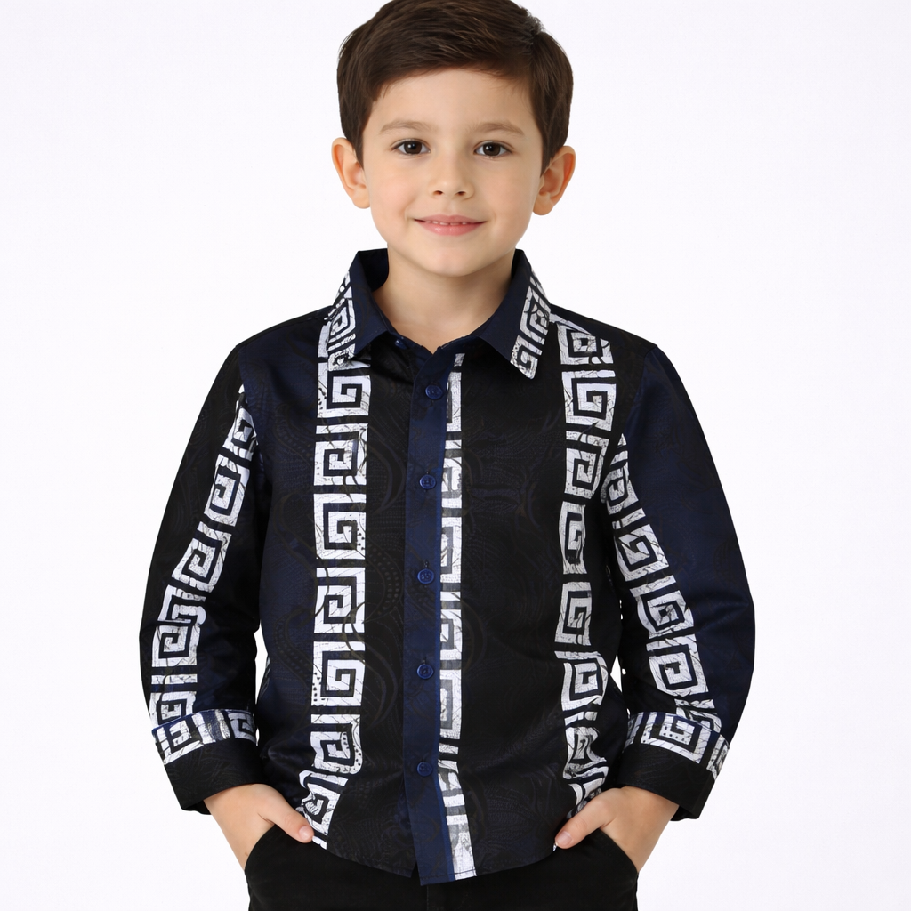 PAVINI KIDS Long Sleeve Satin Button-Down Shirt