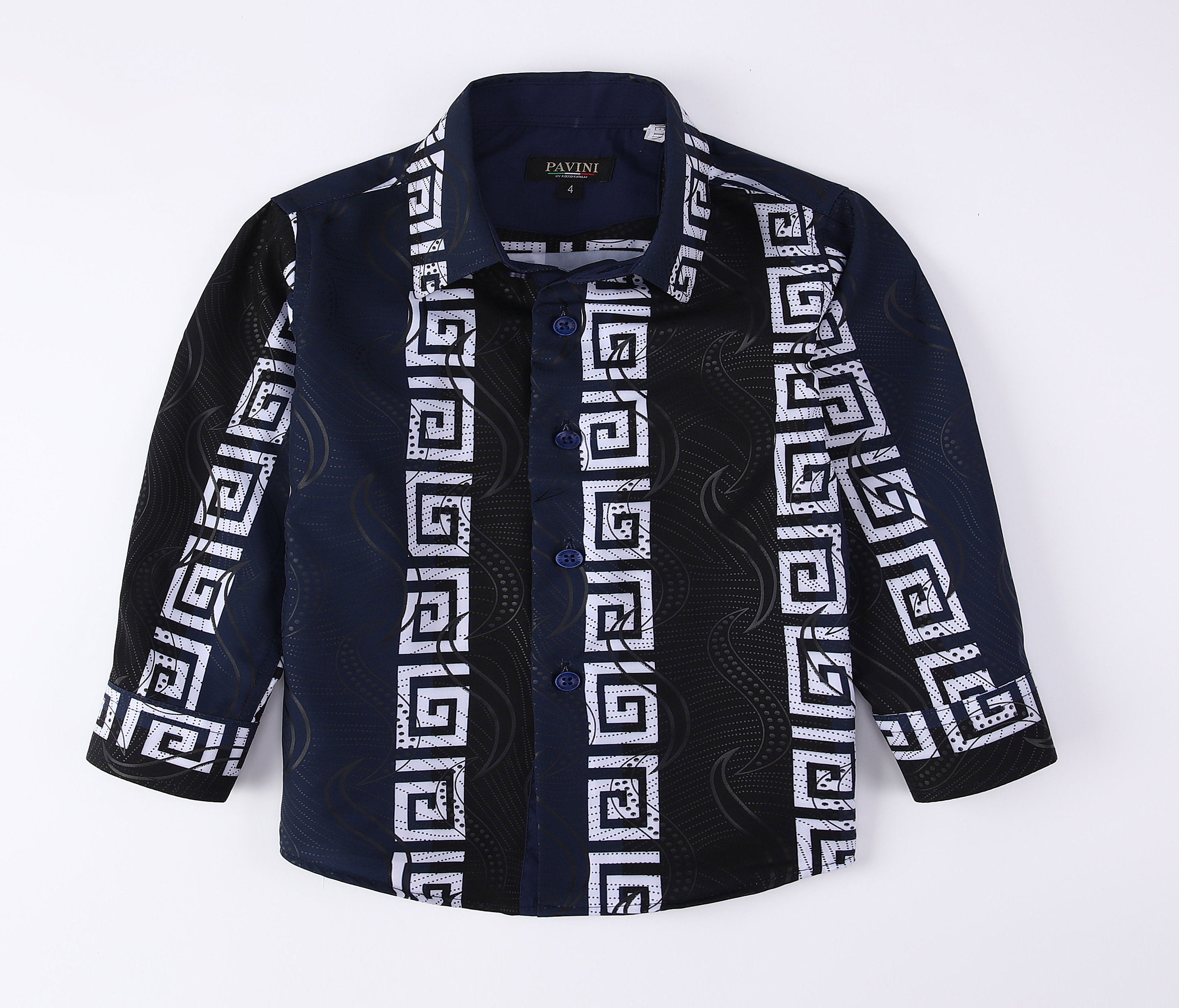 PAVINI KIDS Long Sleeve Satin Button-Down Shirt