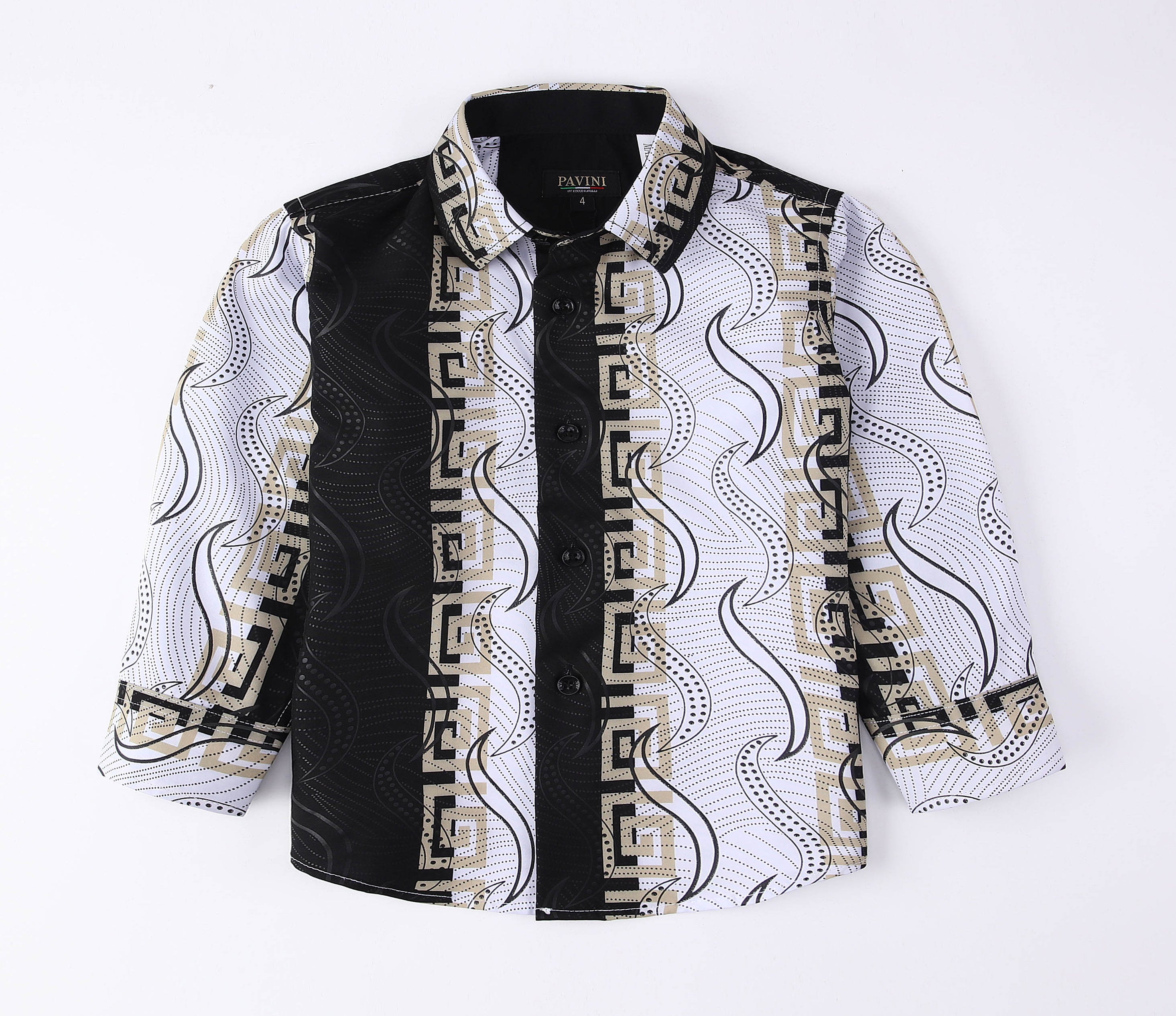 PAVINI KIDS Long Sleeve Satin Button-Down Shirt