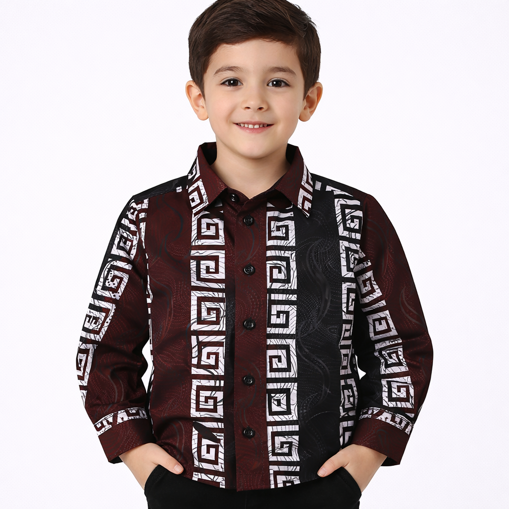 PAVINI KIDS Long Sleeve Satin Button-Down Shirt