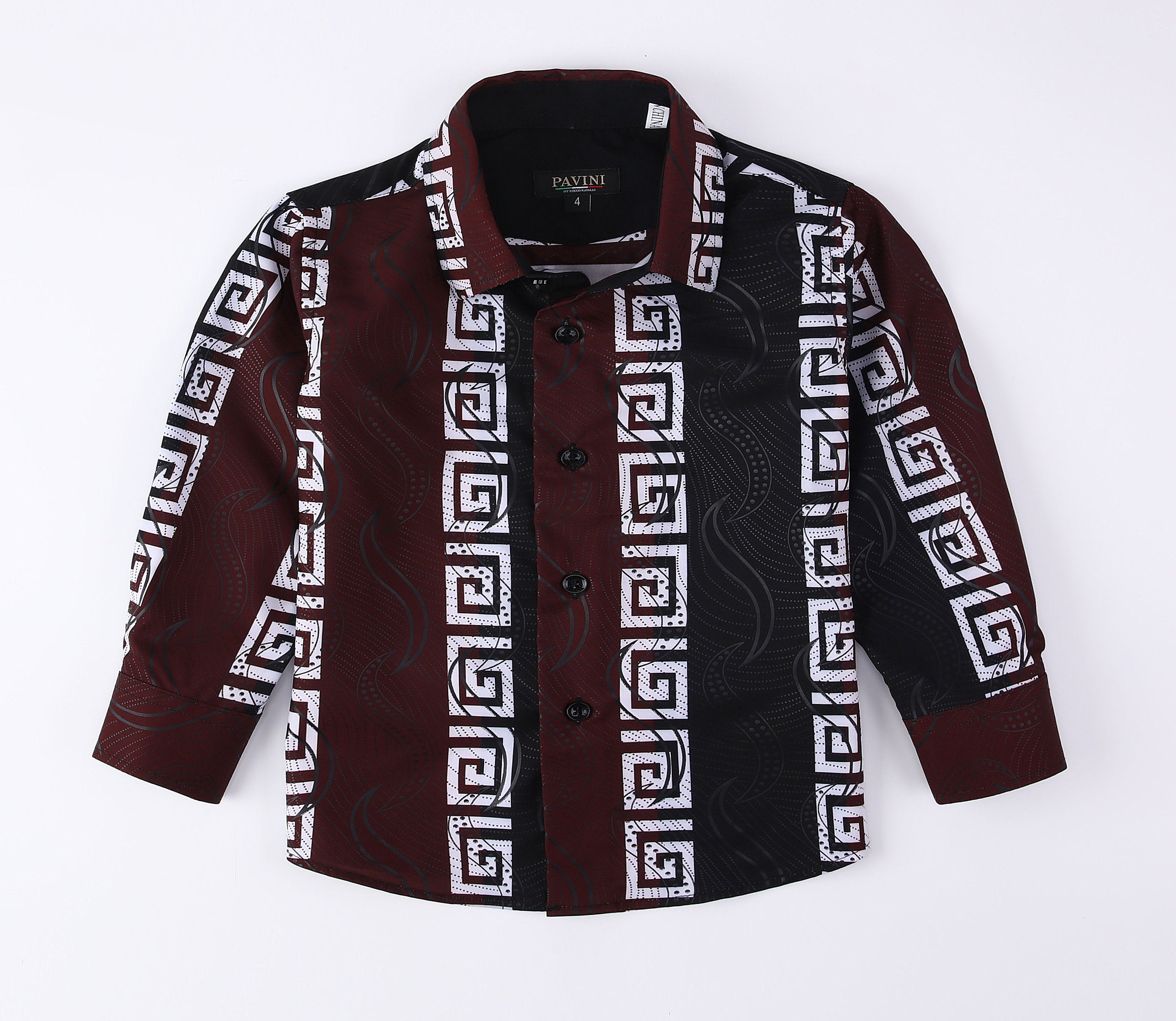 PAVINI KIDS Long Sleeve Satin Button-Down Shirt