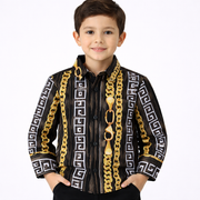 PAVINI KIDS Long Sleeve Satin Button-Down Shirt