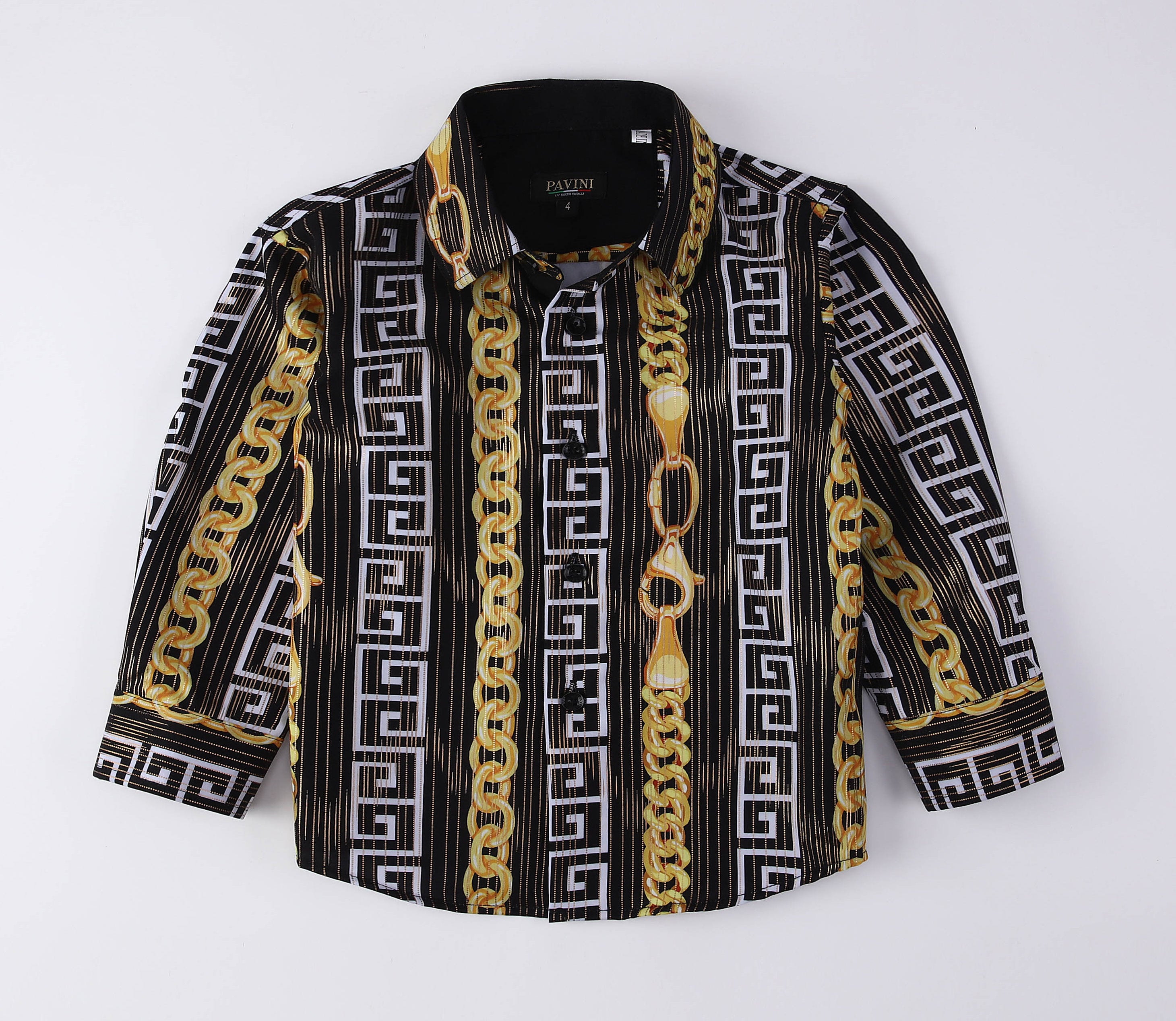 PAVINI KIDS Long Sleeve Satin Button-Down Shirt