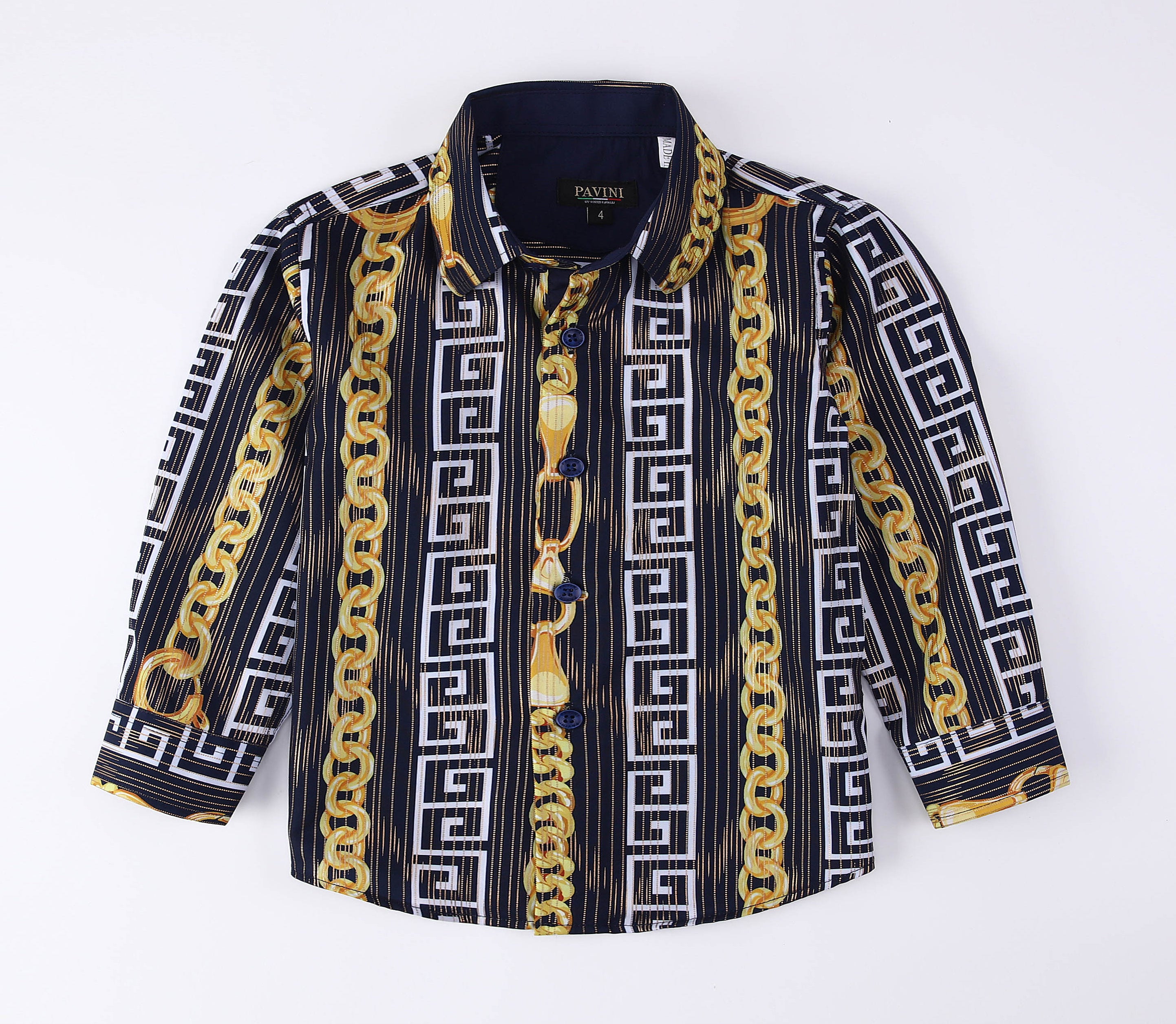 PAVINI KIDS Long Sleeve Satin Button-Down Shirt