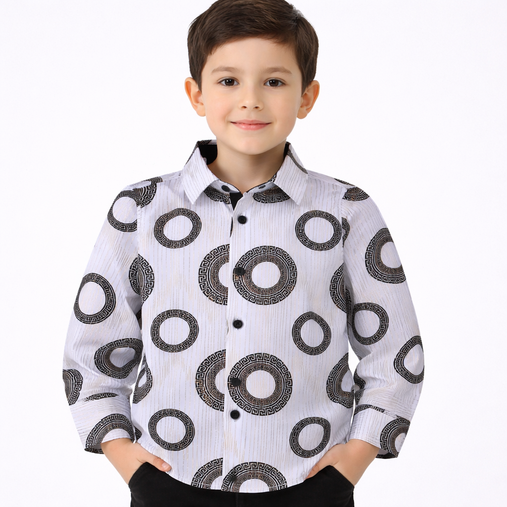 PAVINI KIDS Long Sleeve Satin Button-Down Shirt