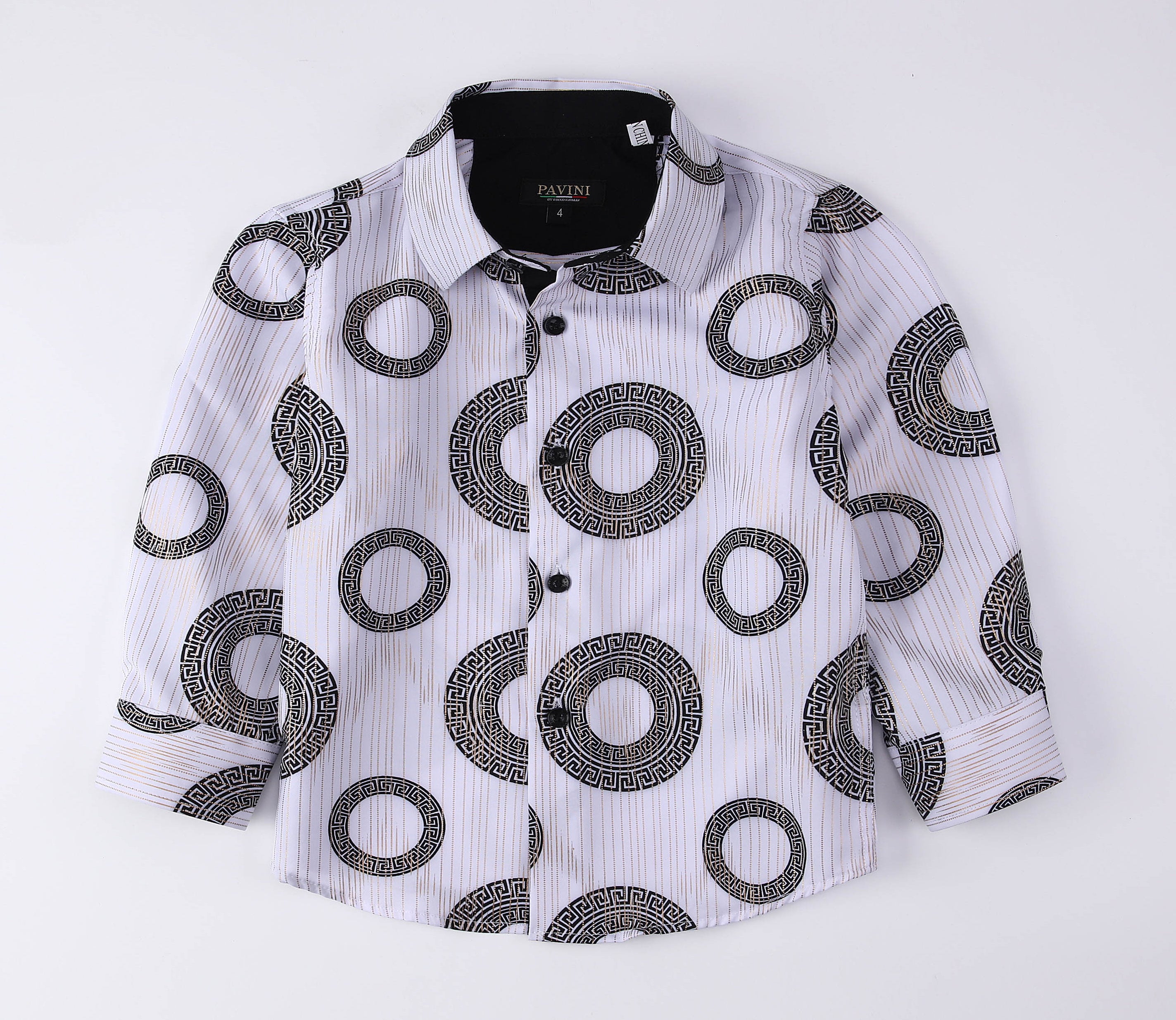 PAVINI KIDS Long Sleeve Satin Button-Down Shirt