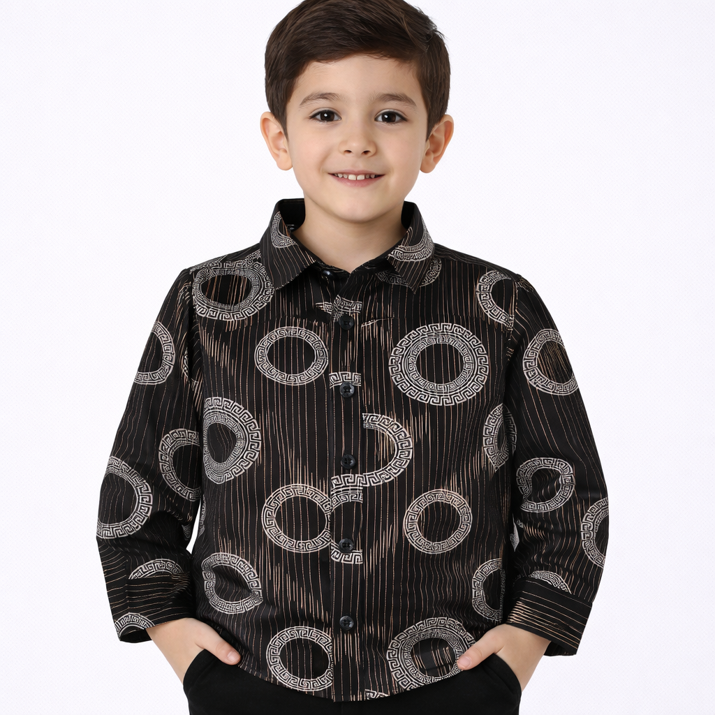 PAVINI KIDS Long Sleeve Satin Button-Down Shirt